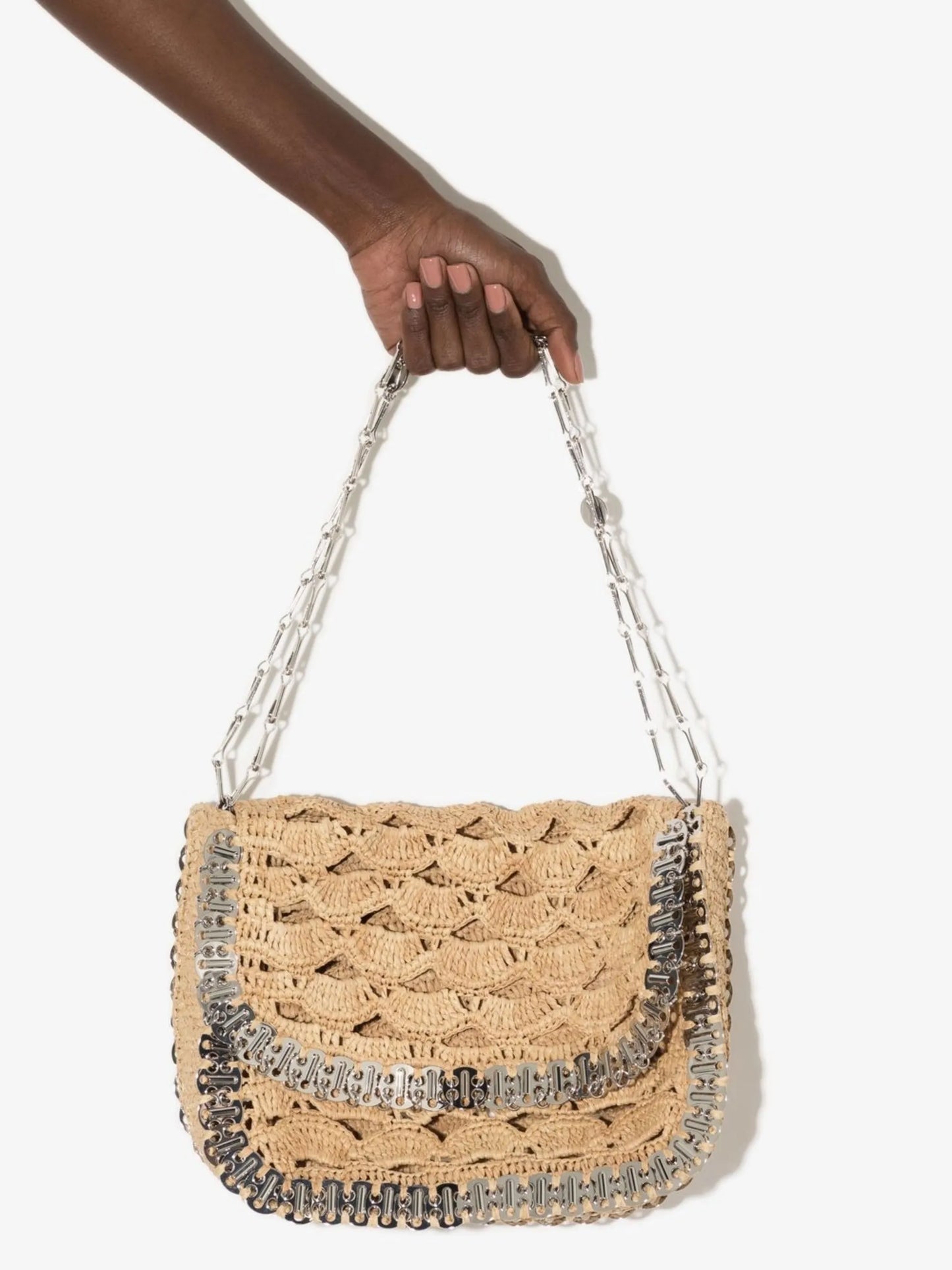 embellished raffia shoulder bag