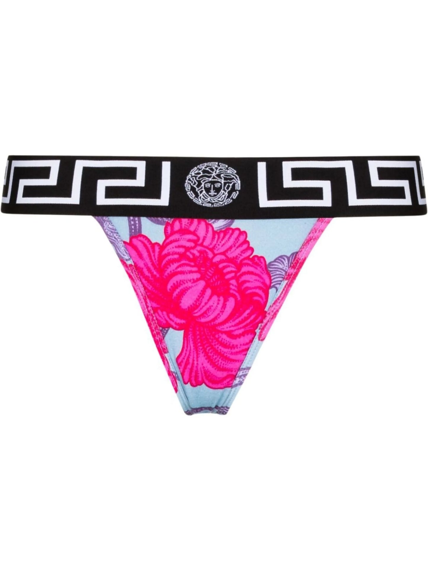 floral Greca-waist thong
