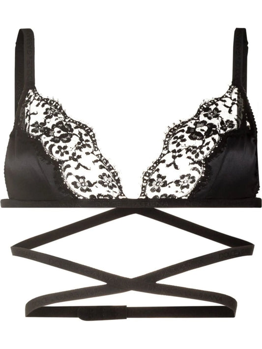 lace-detailing satin bra