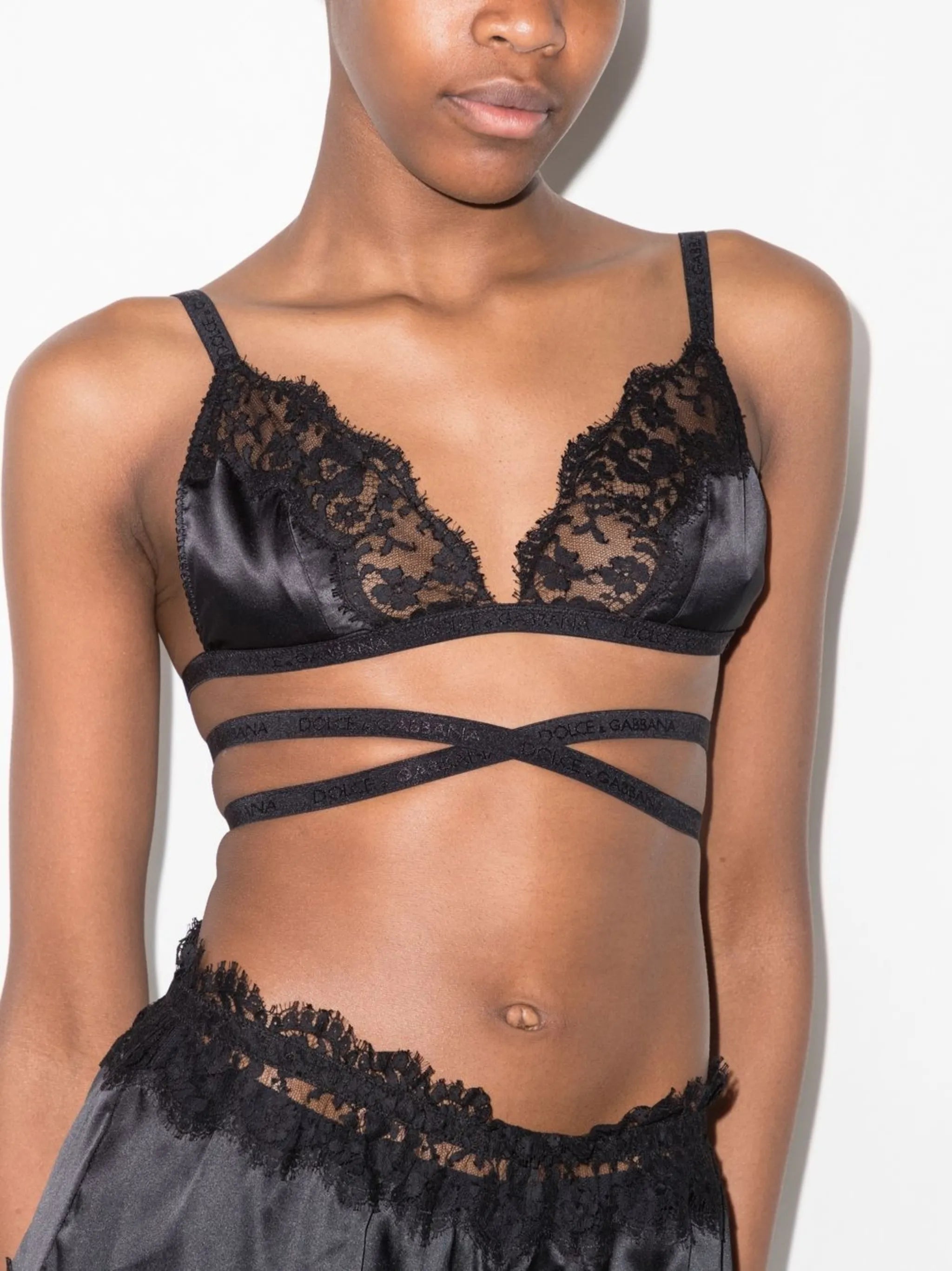 lace-detailing satin bra