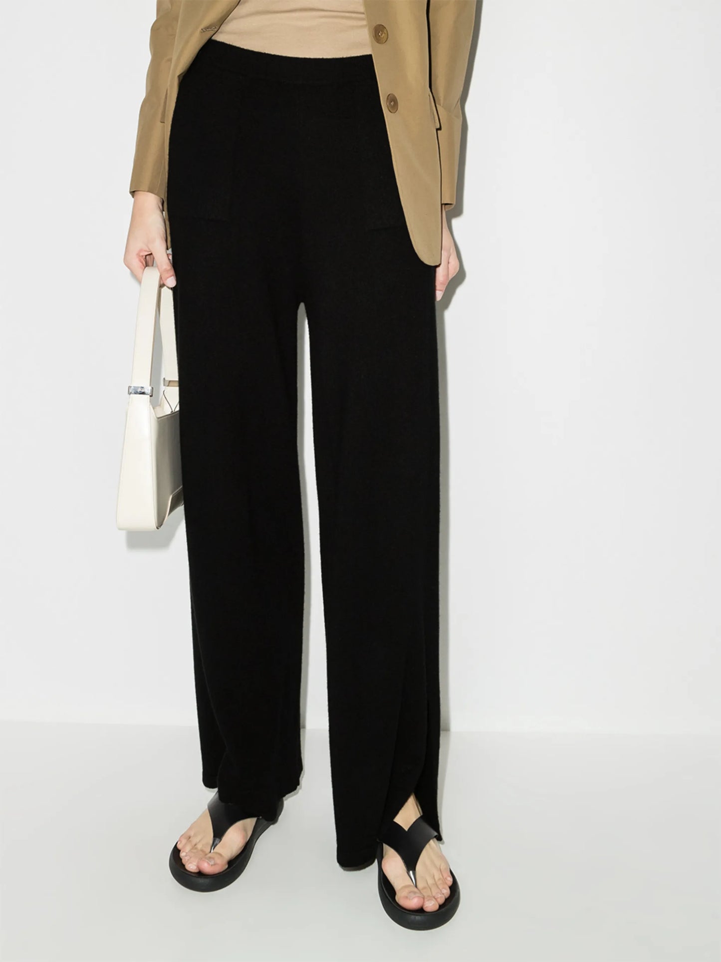 mid-rise flared trousers