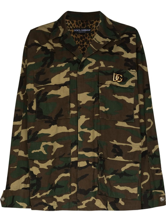 logo-plaque camouflage-print overshirt