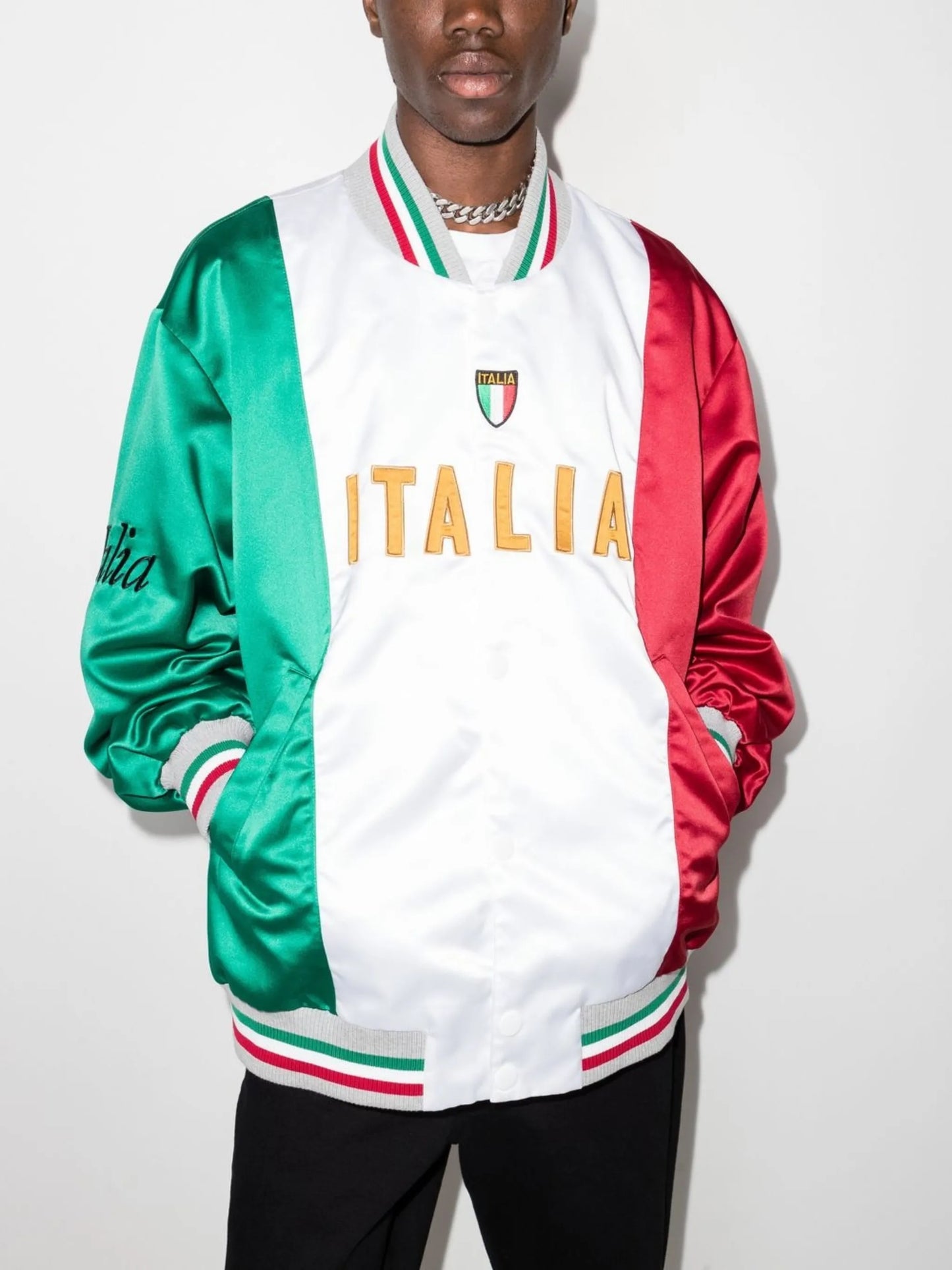 Italia colour-block bomber jacket