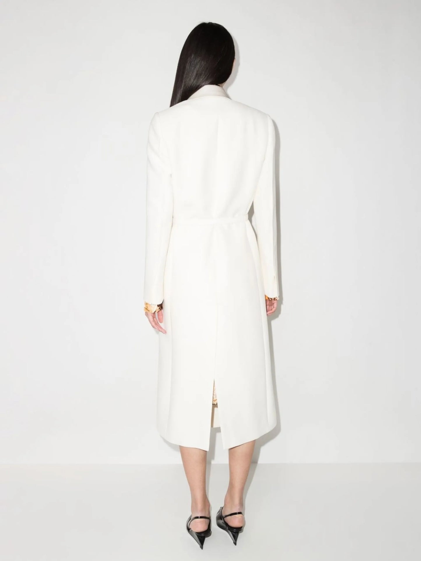 logo-buckle single-breasted coat