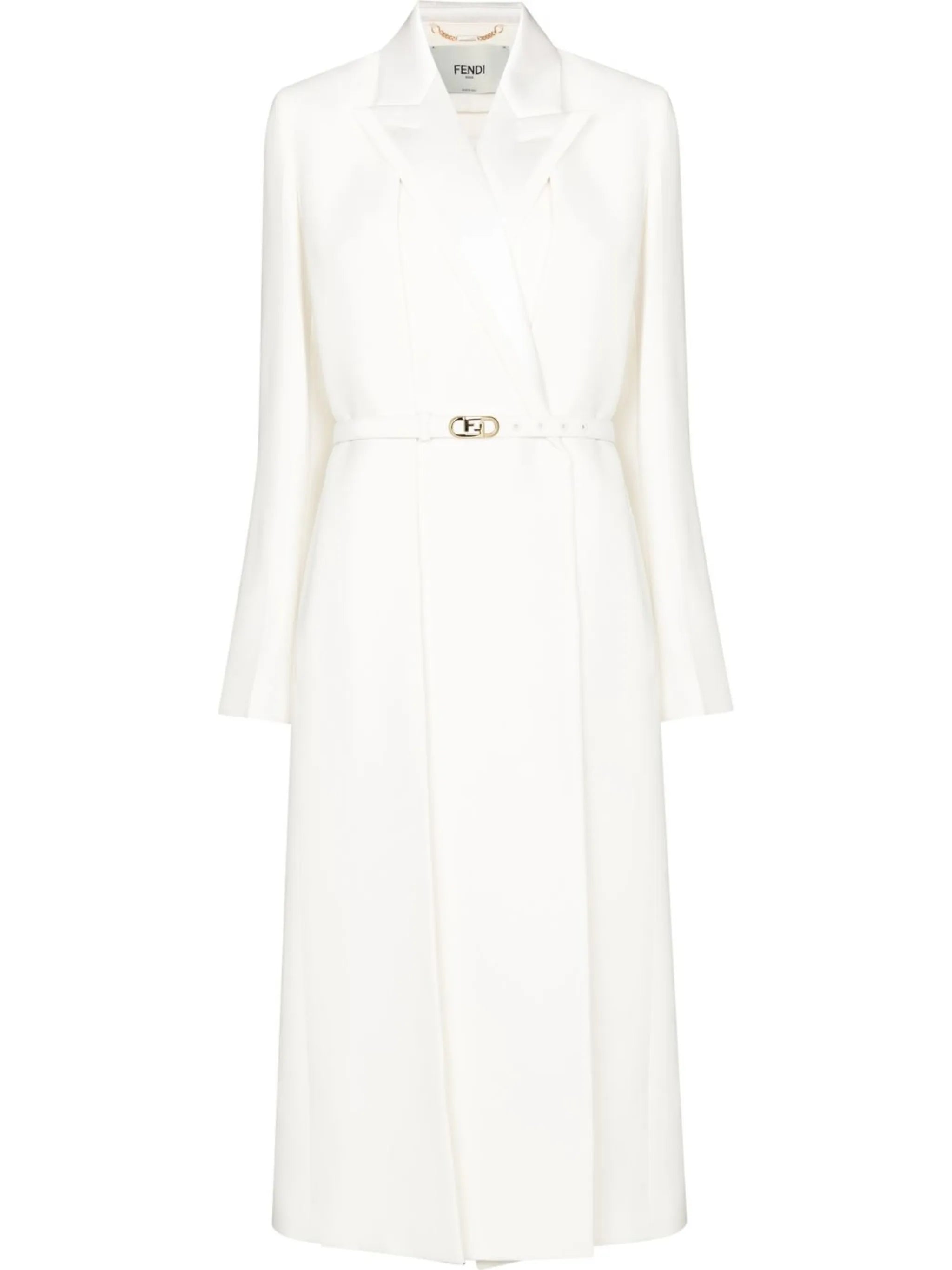 logo-buckle single-breasted coat