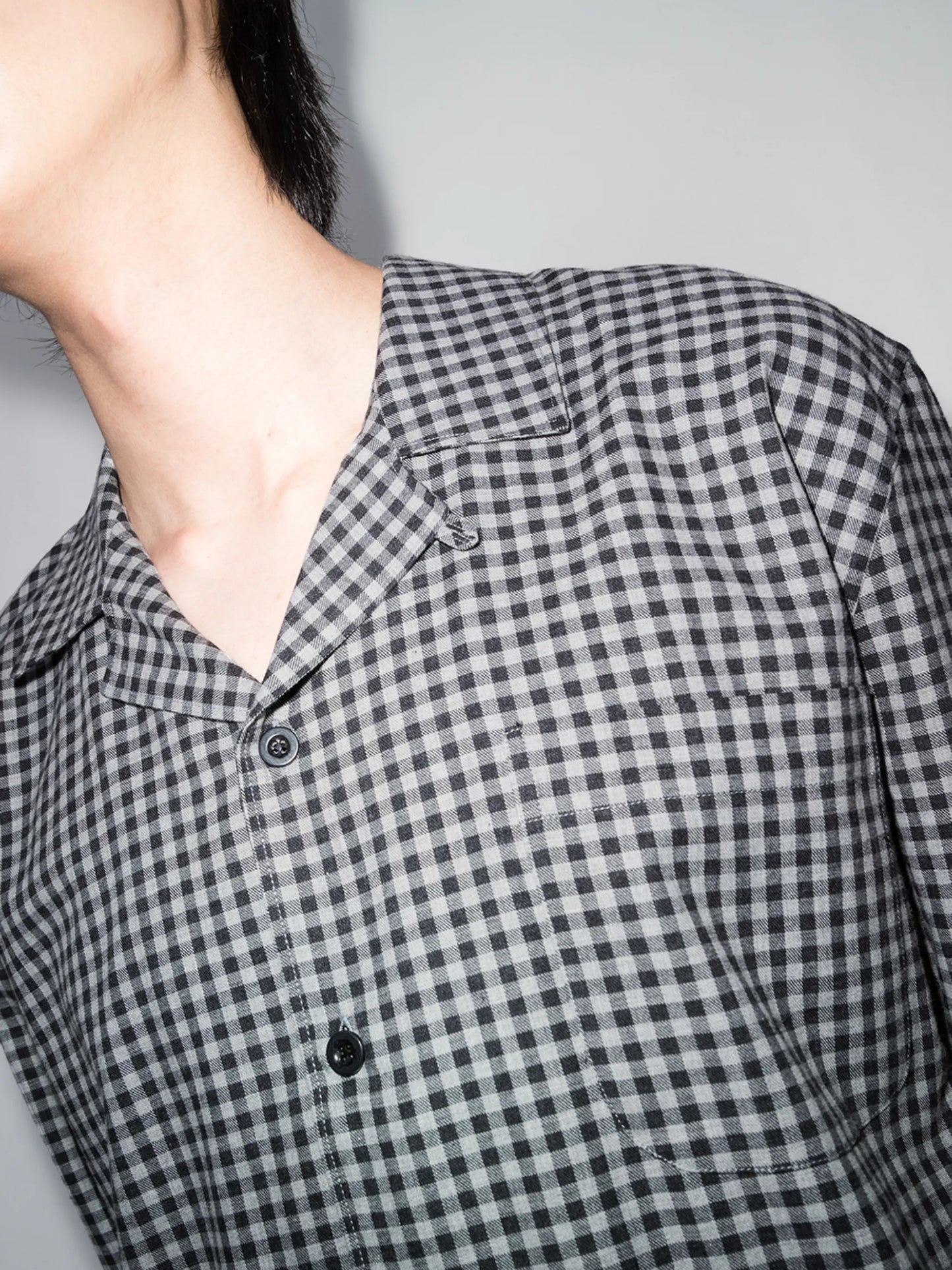 gingham check pajama shirt