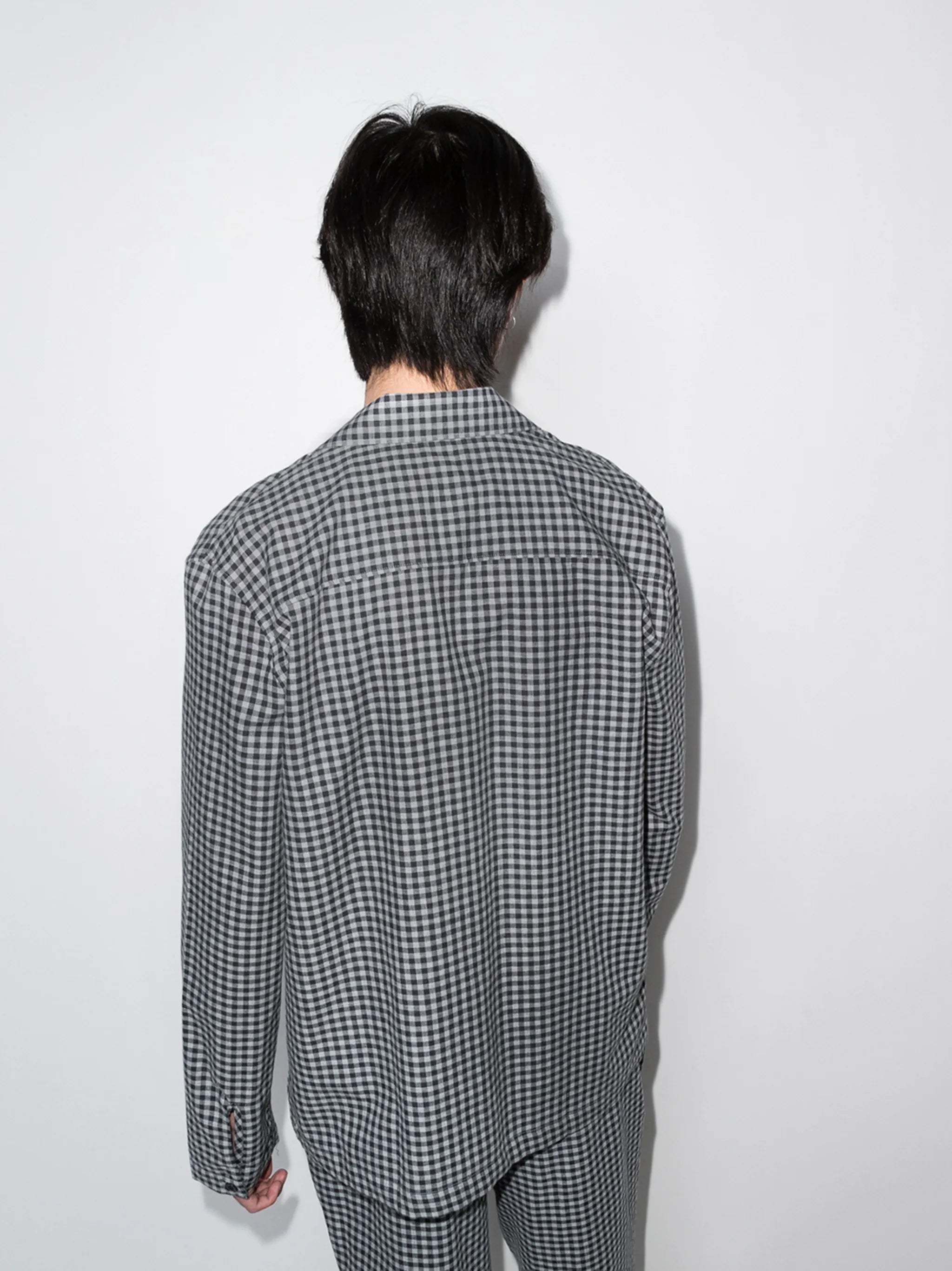 gingham check pajama shirt