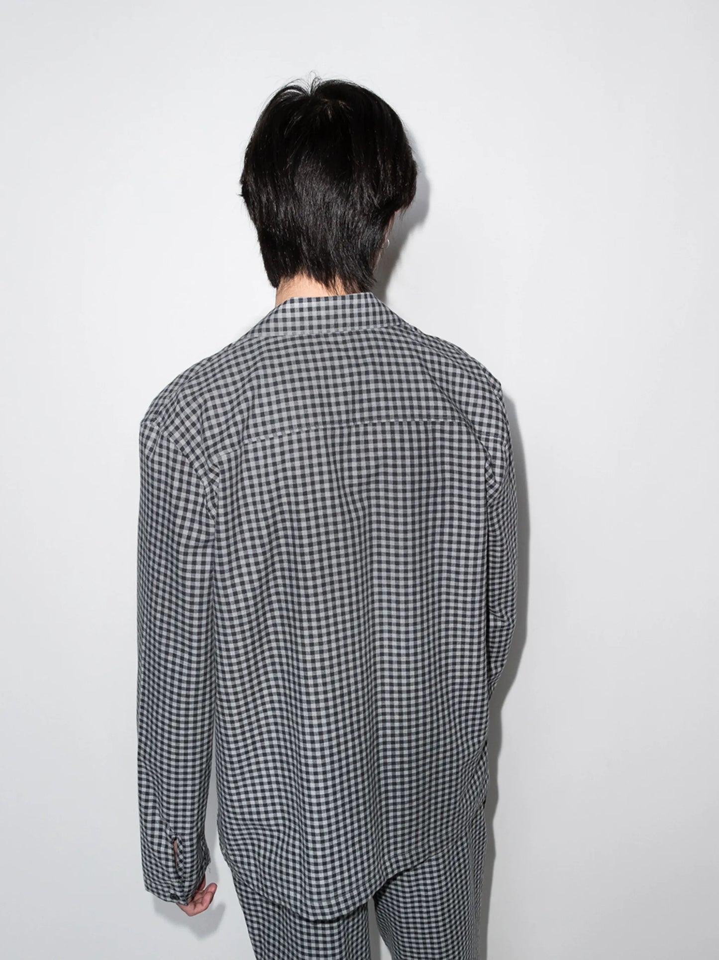gingham check pajama shirt