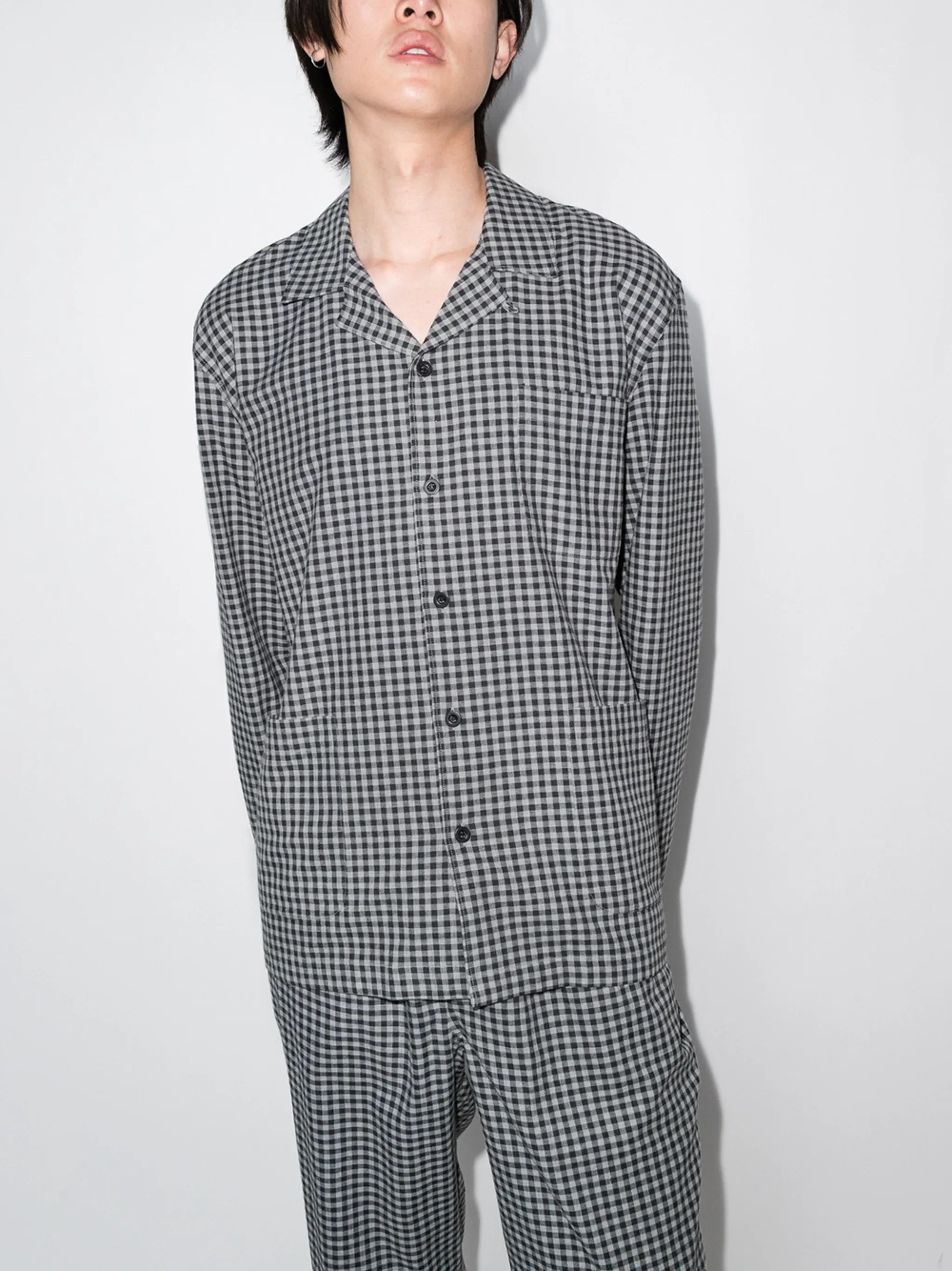 gingham check pajama shirt