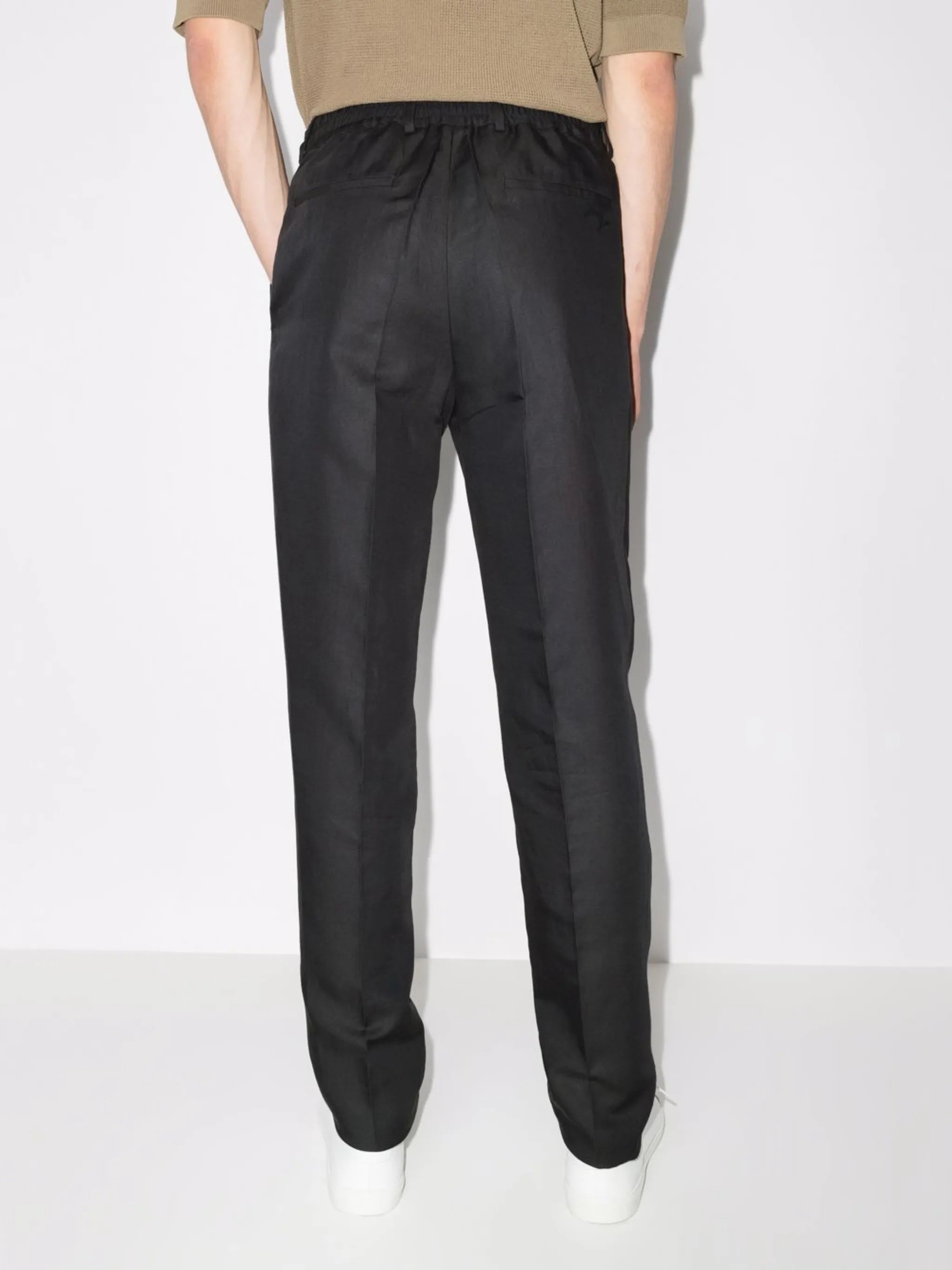 high-waisted tailored trousers
