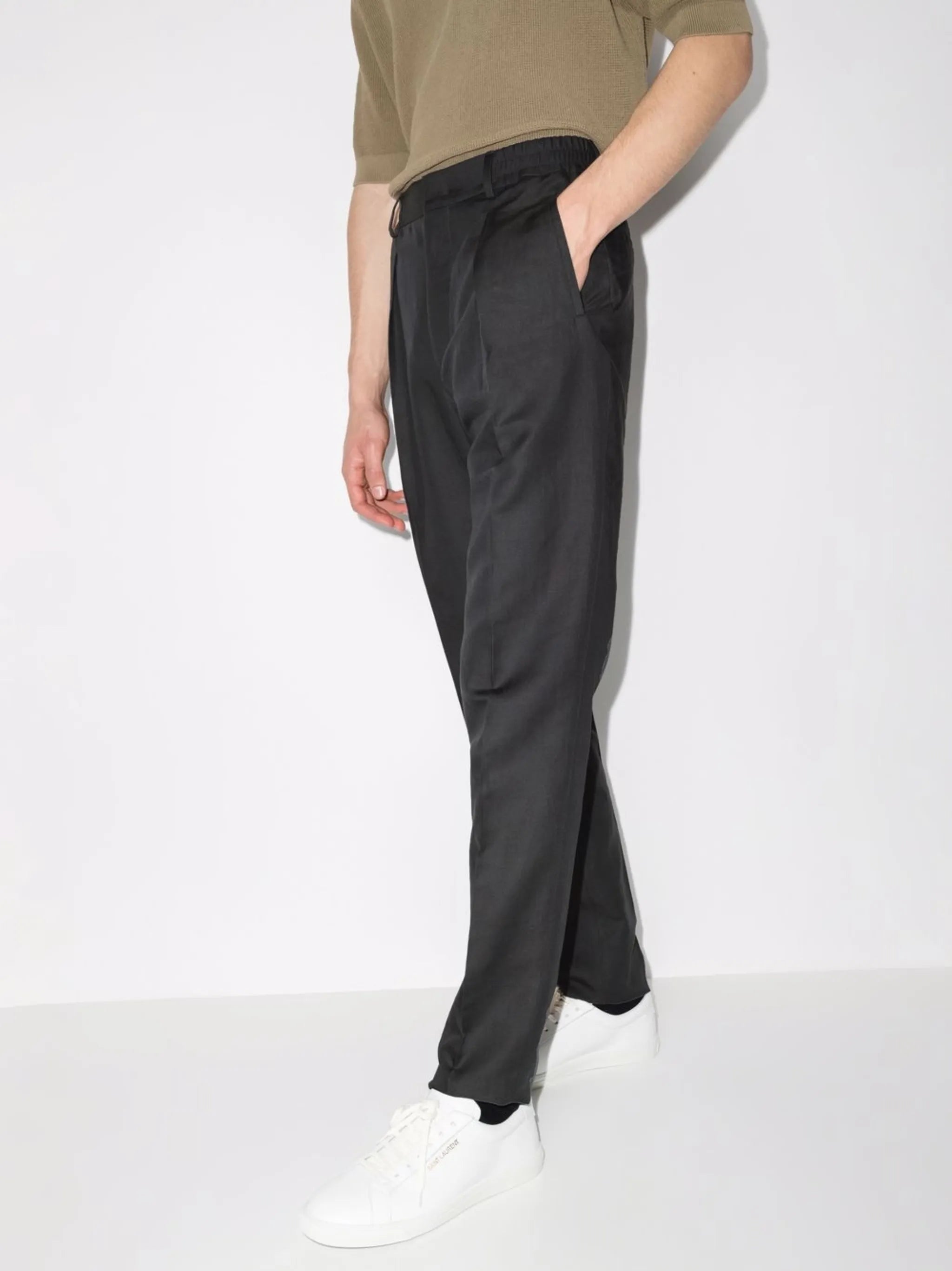 high-waisted tailored trousers