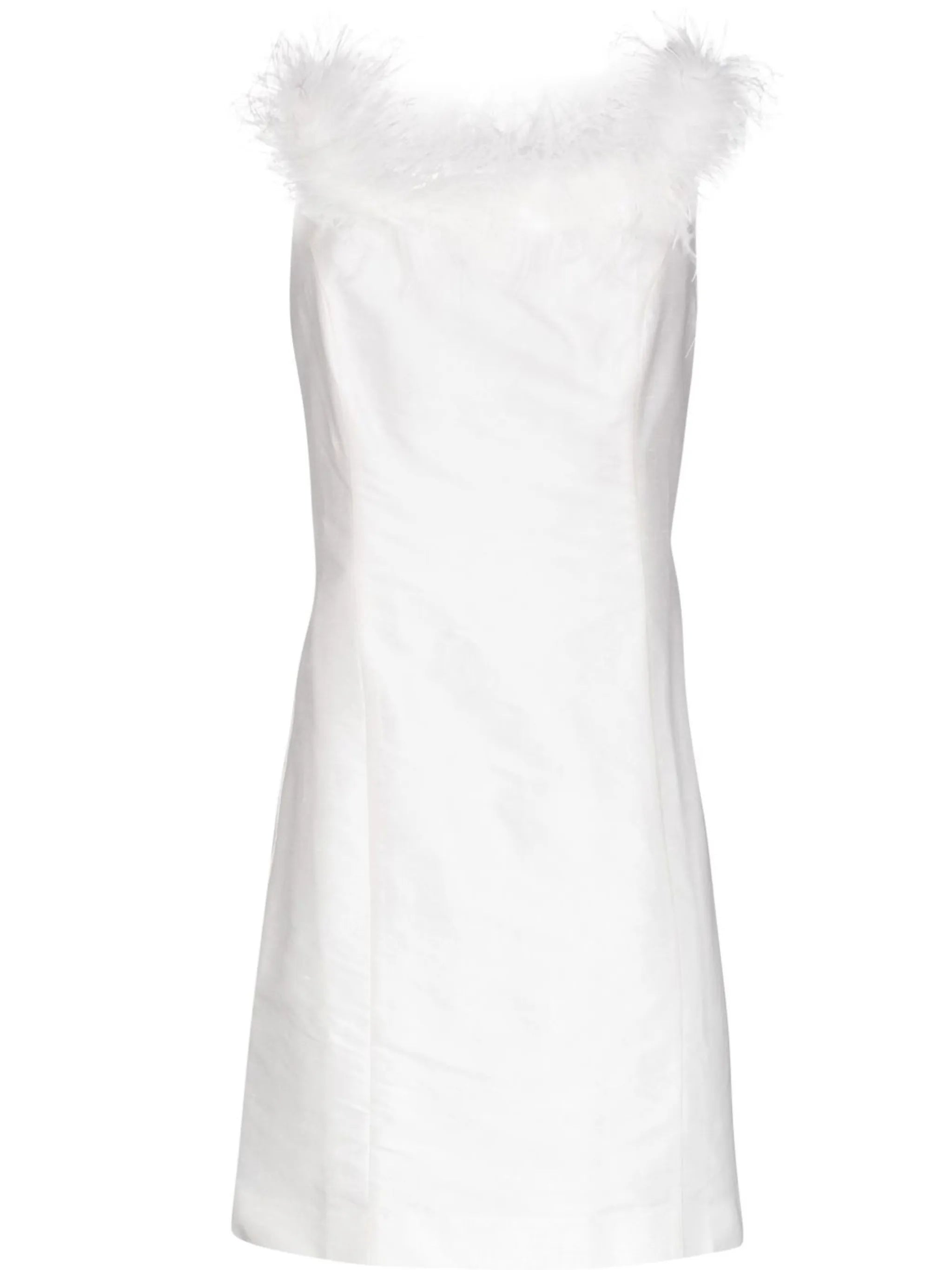 Lena off-shoulder feather-trim mini dress