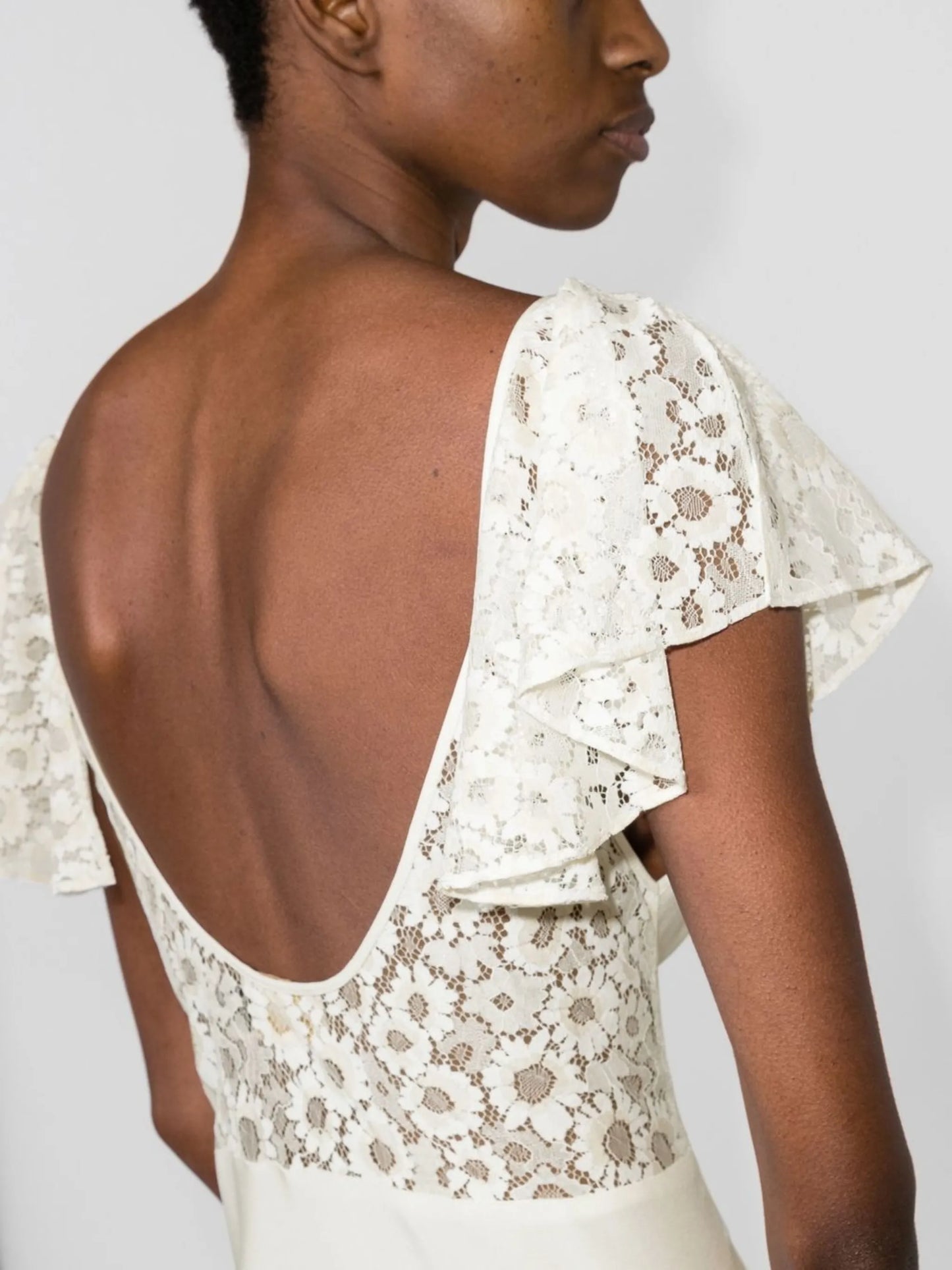 floral lace panel silk dress