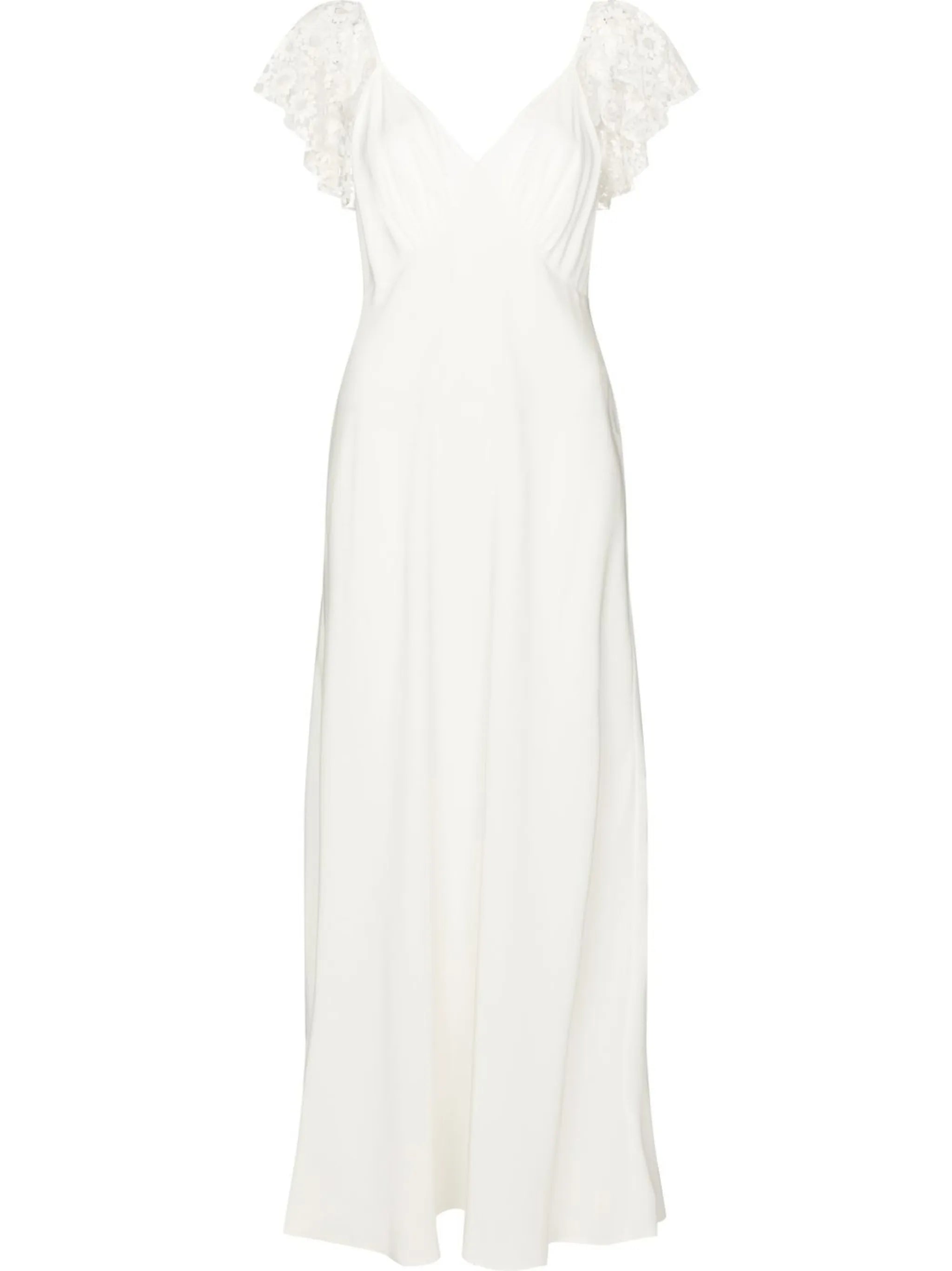 floral lace panel silk dress