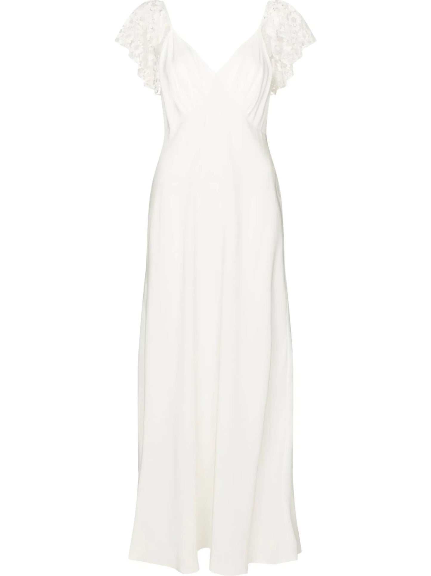 floral lace panel silk dress