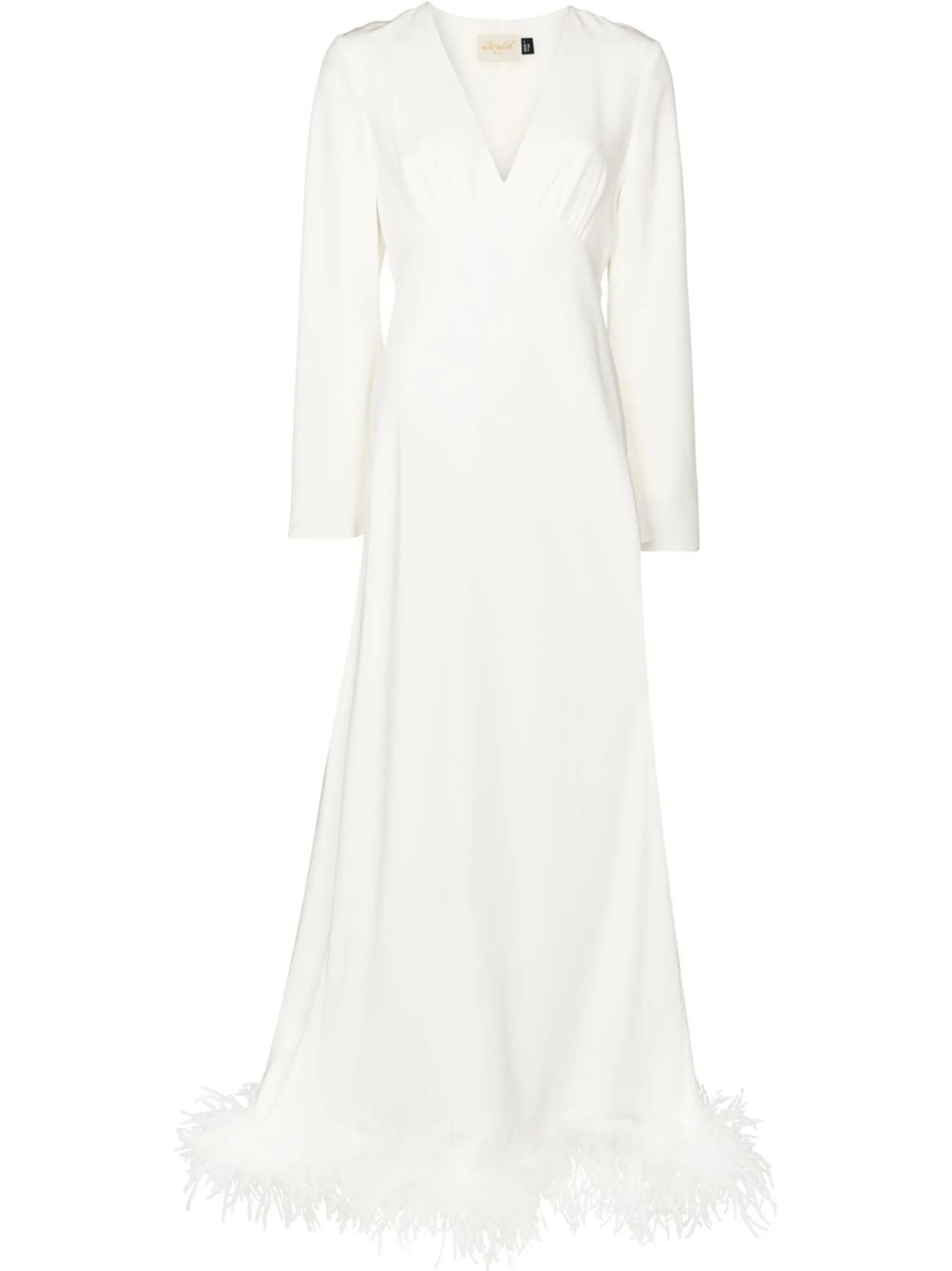 Jazi feather-trim silk gown