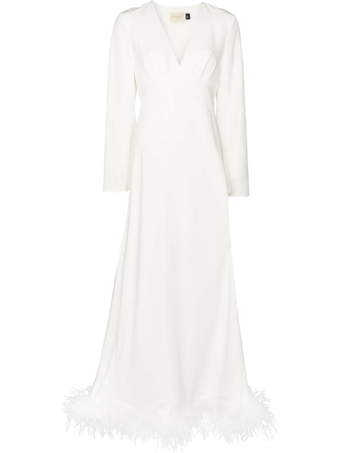 Jazi feather-trim silk gown