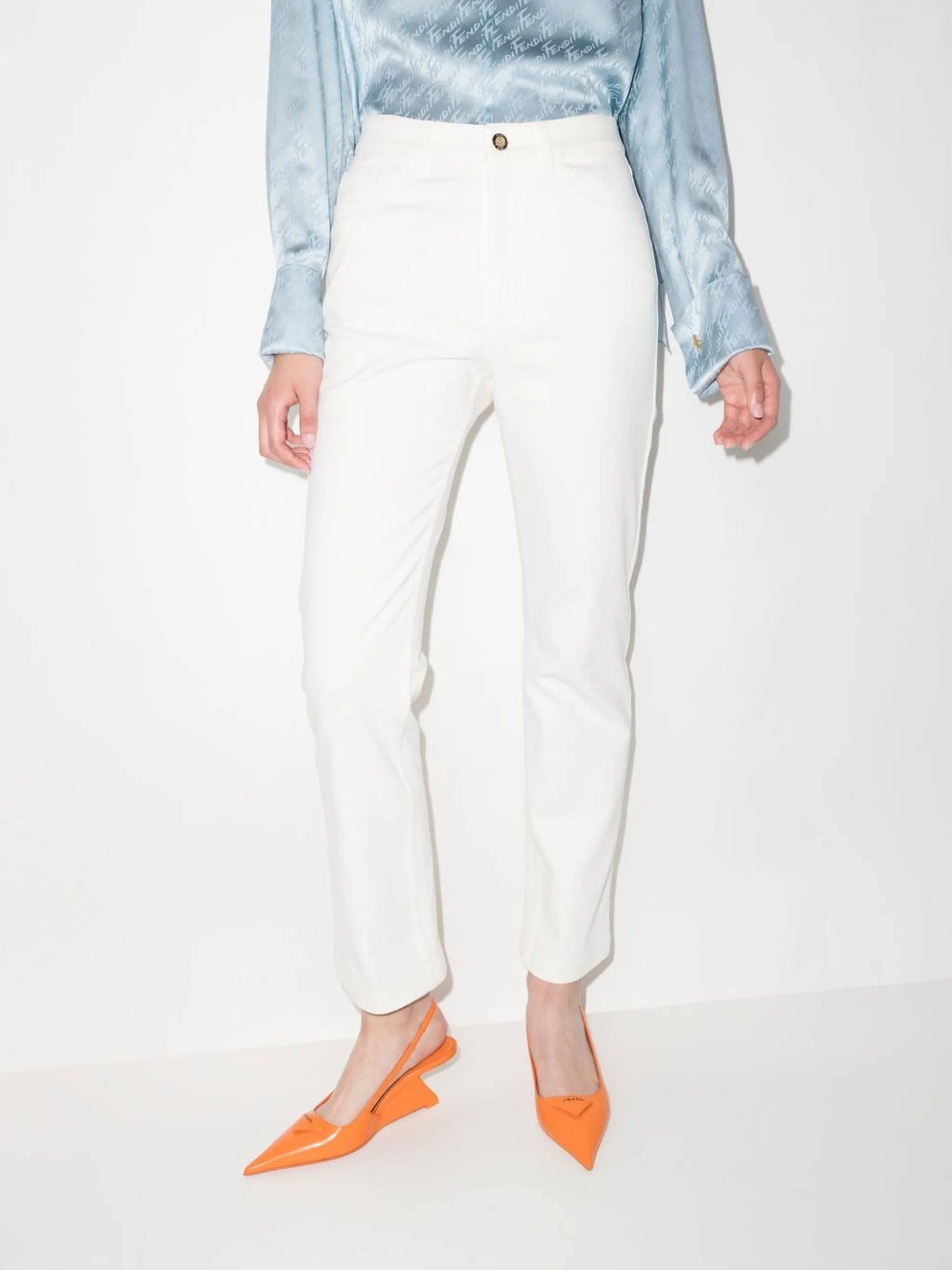 high-waist slim-fit jeans