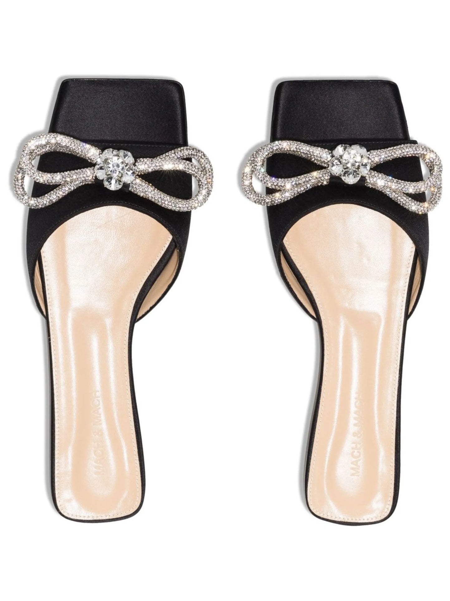 crystal-embellished double-bow satin sandals