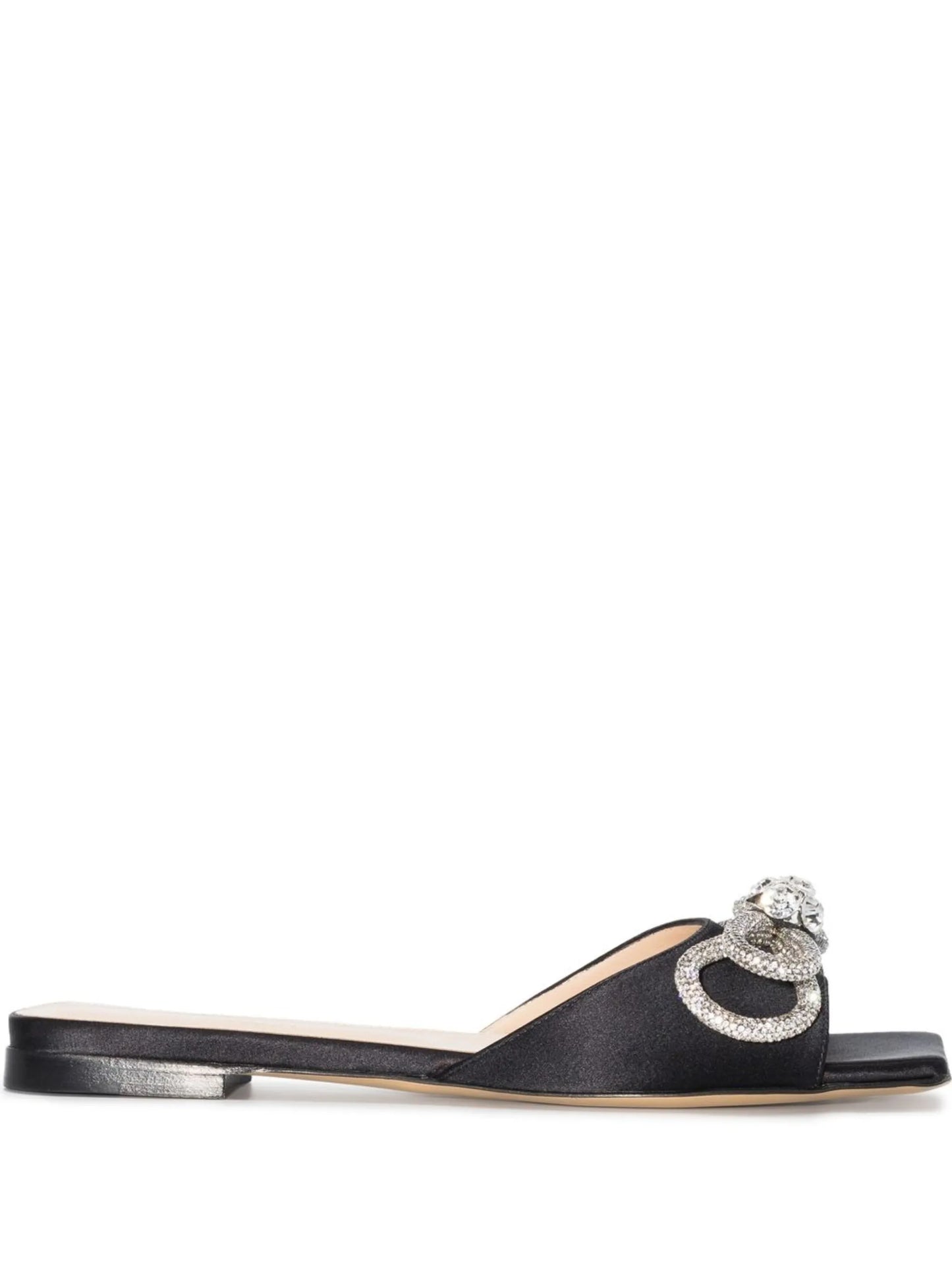 crystal-embellished double-bow satin sandals