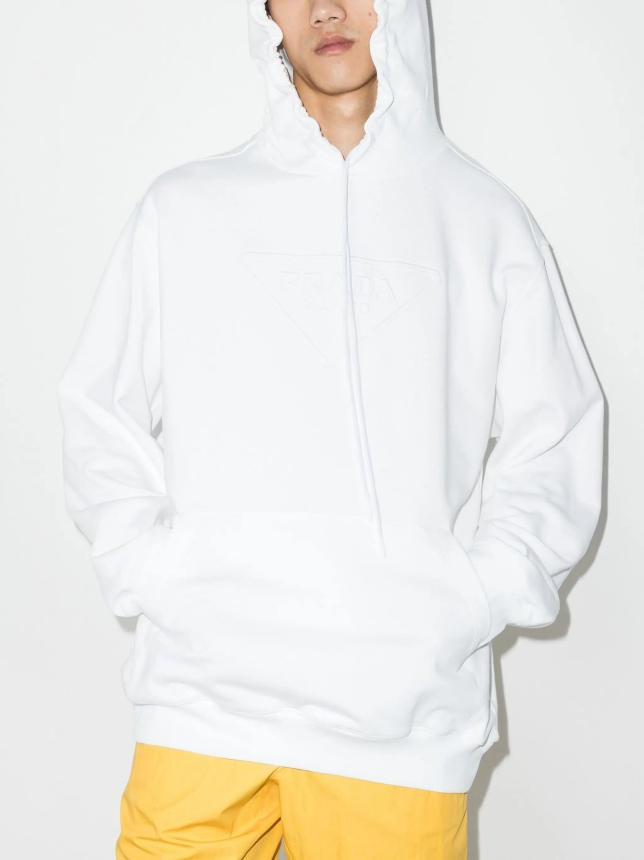 embossed logo relaxed-fit hoodie