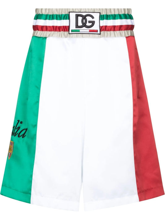 Italia colour-block knee-length shorts