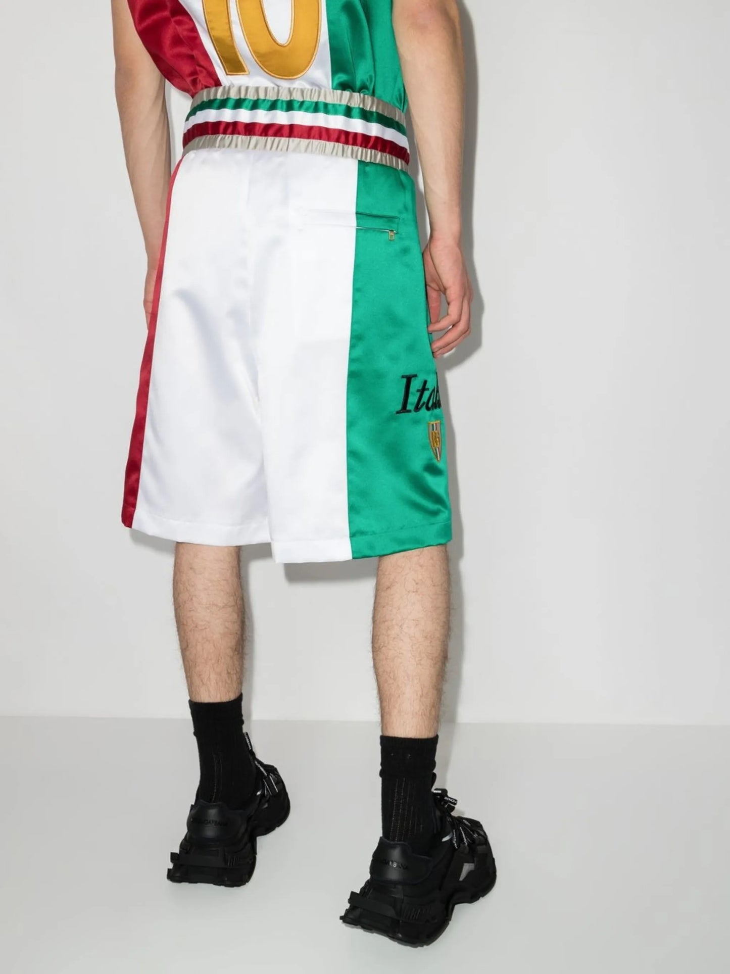 Italia colour-block knee-length shorts