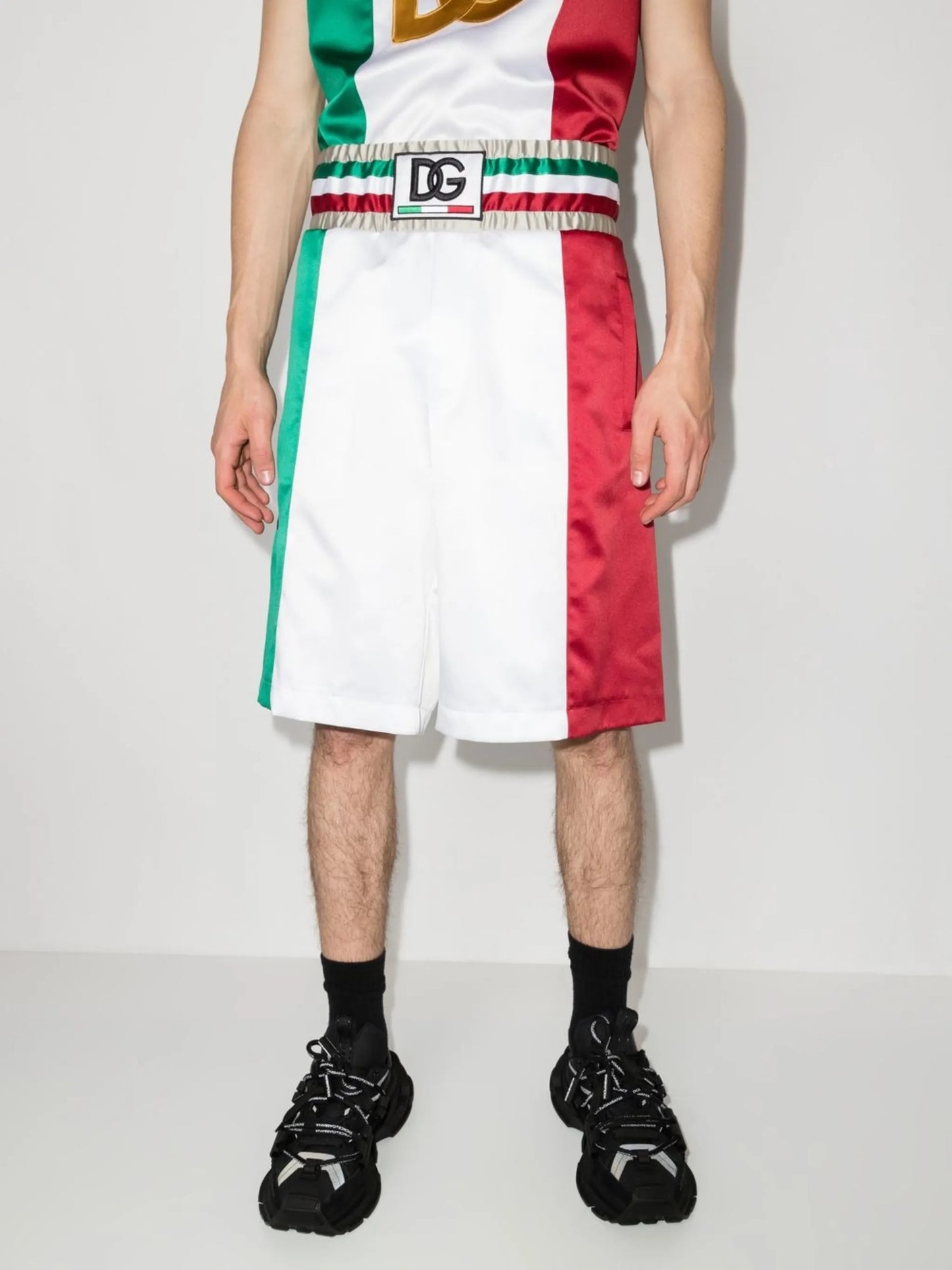 Italia colour-block knee-length shorts