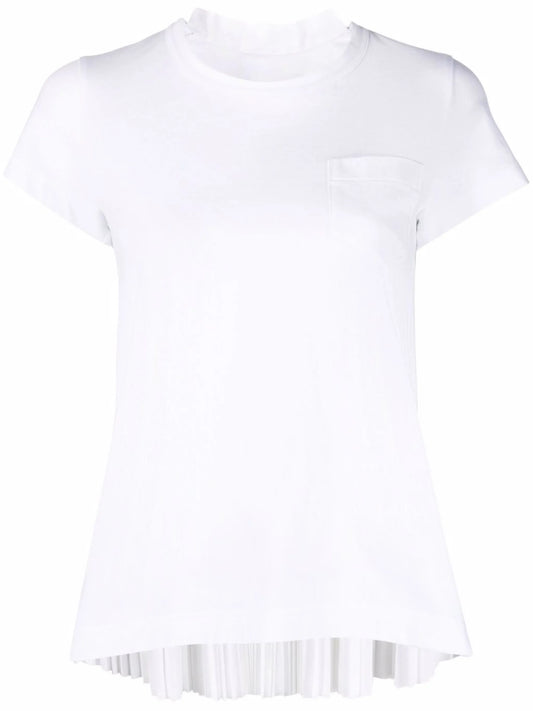 contrast pleated back T-shirt