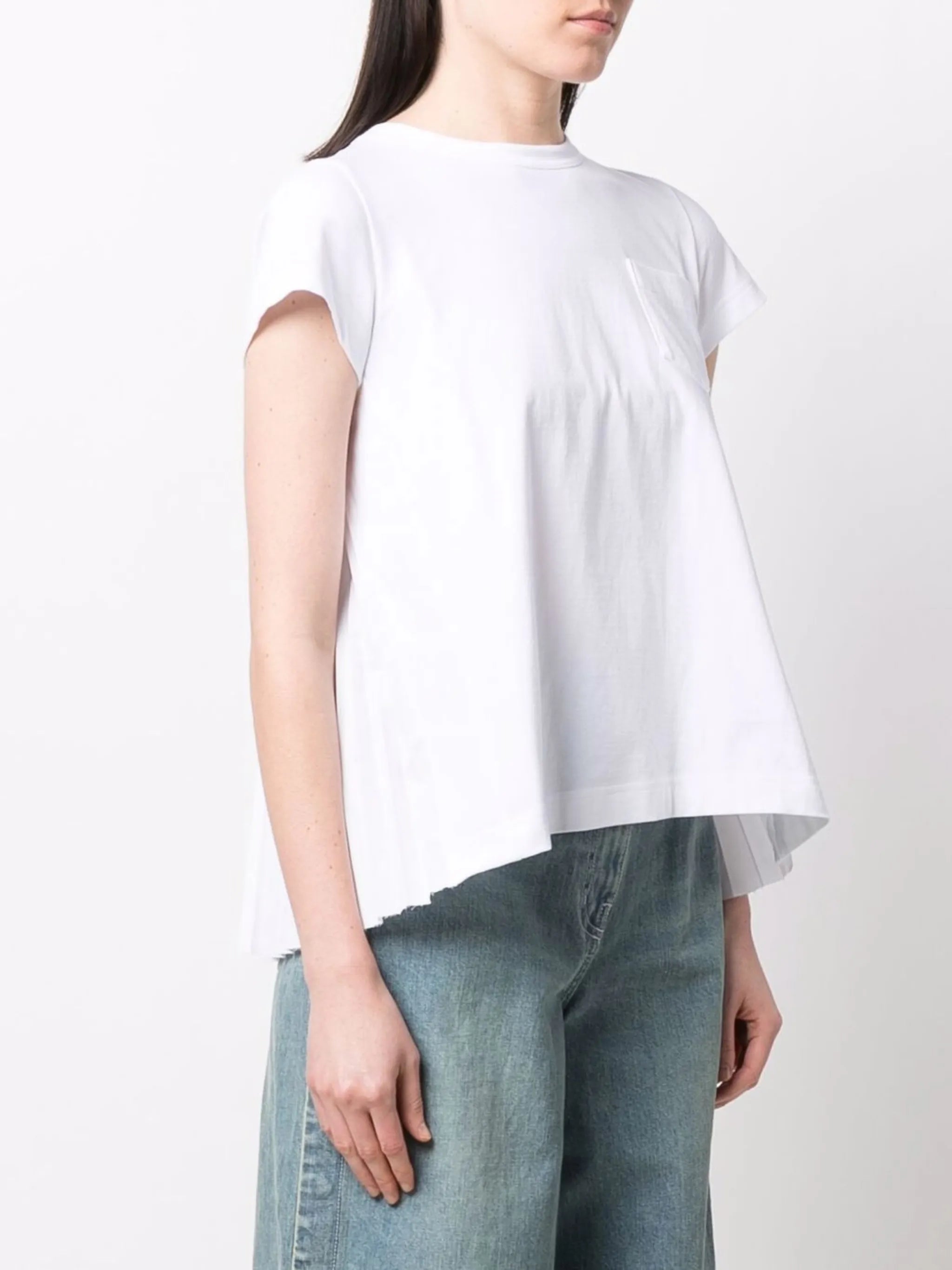 contrast pleated back T-shirt