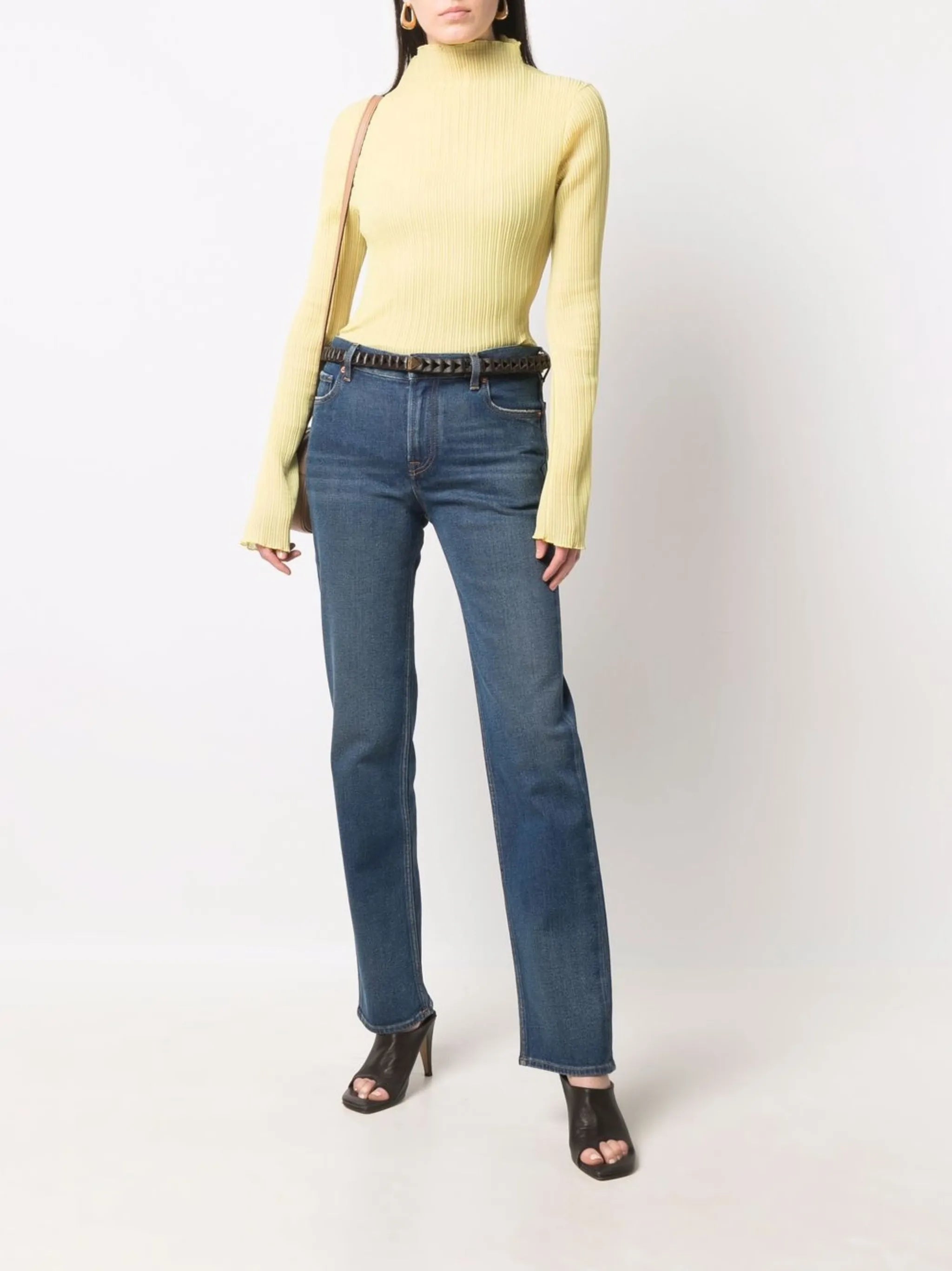 mid-rise straight-leg jeans