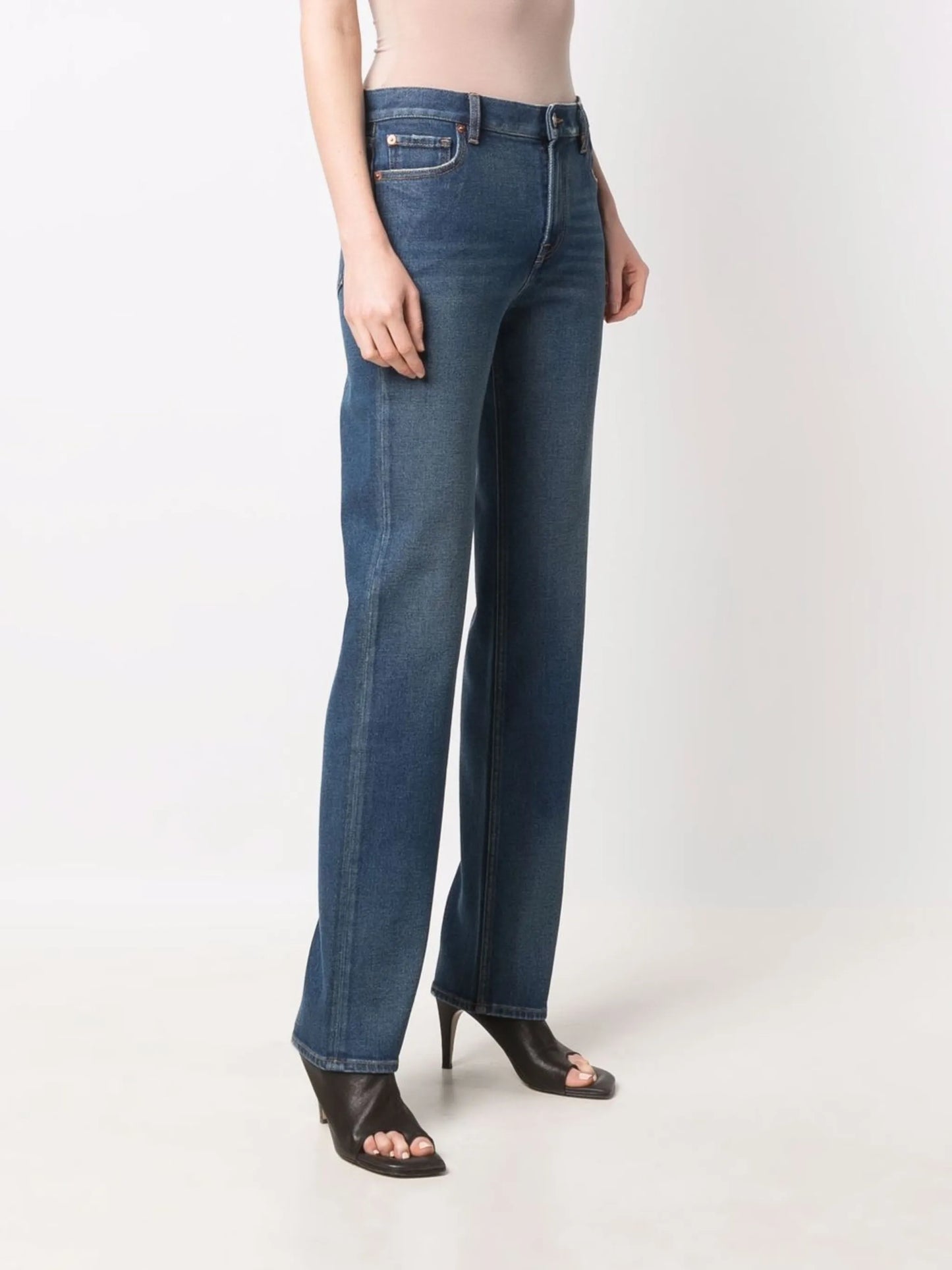 mid-rise straight-leg jeans