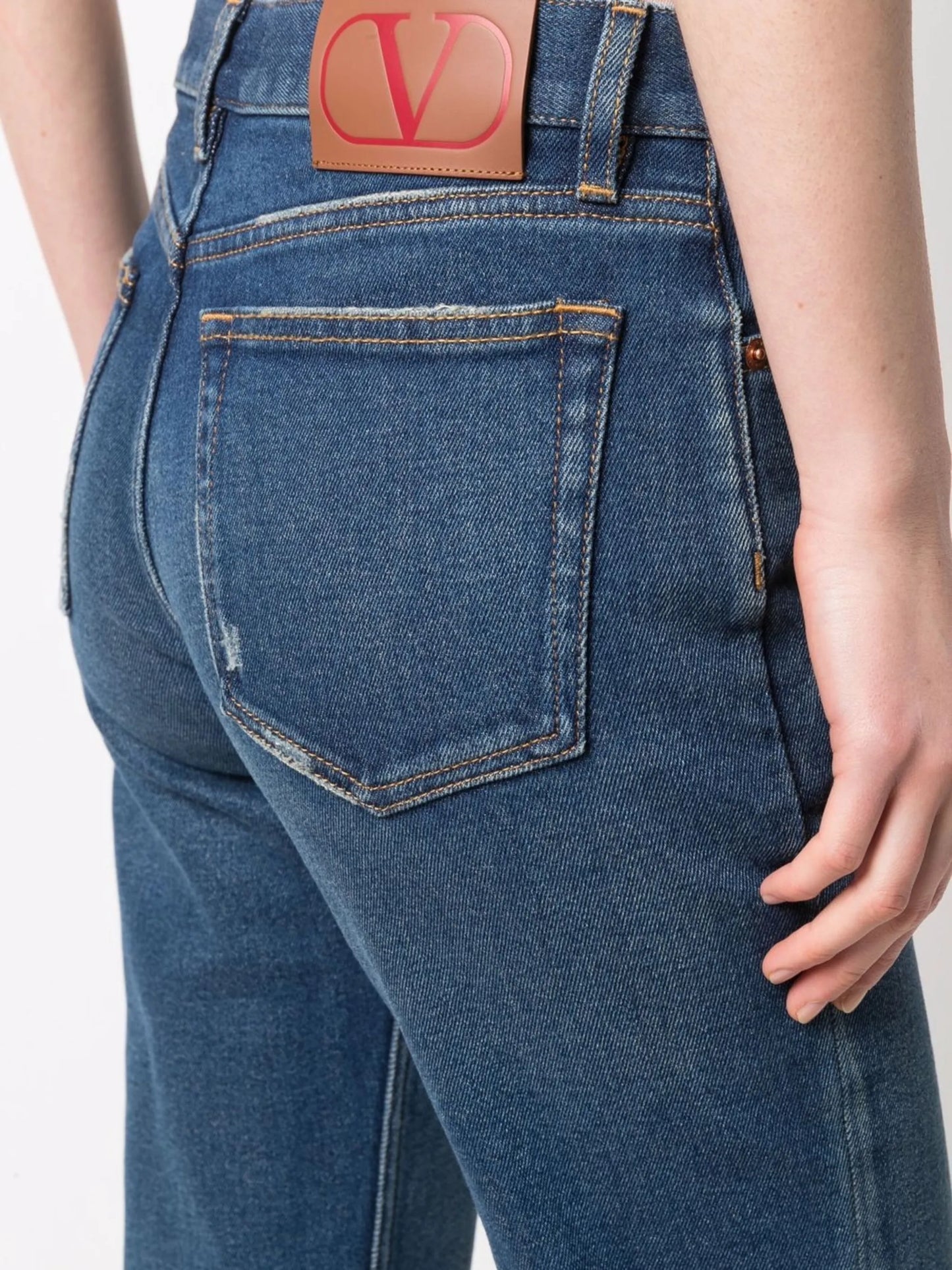 mid-rise straight-leg jeans