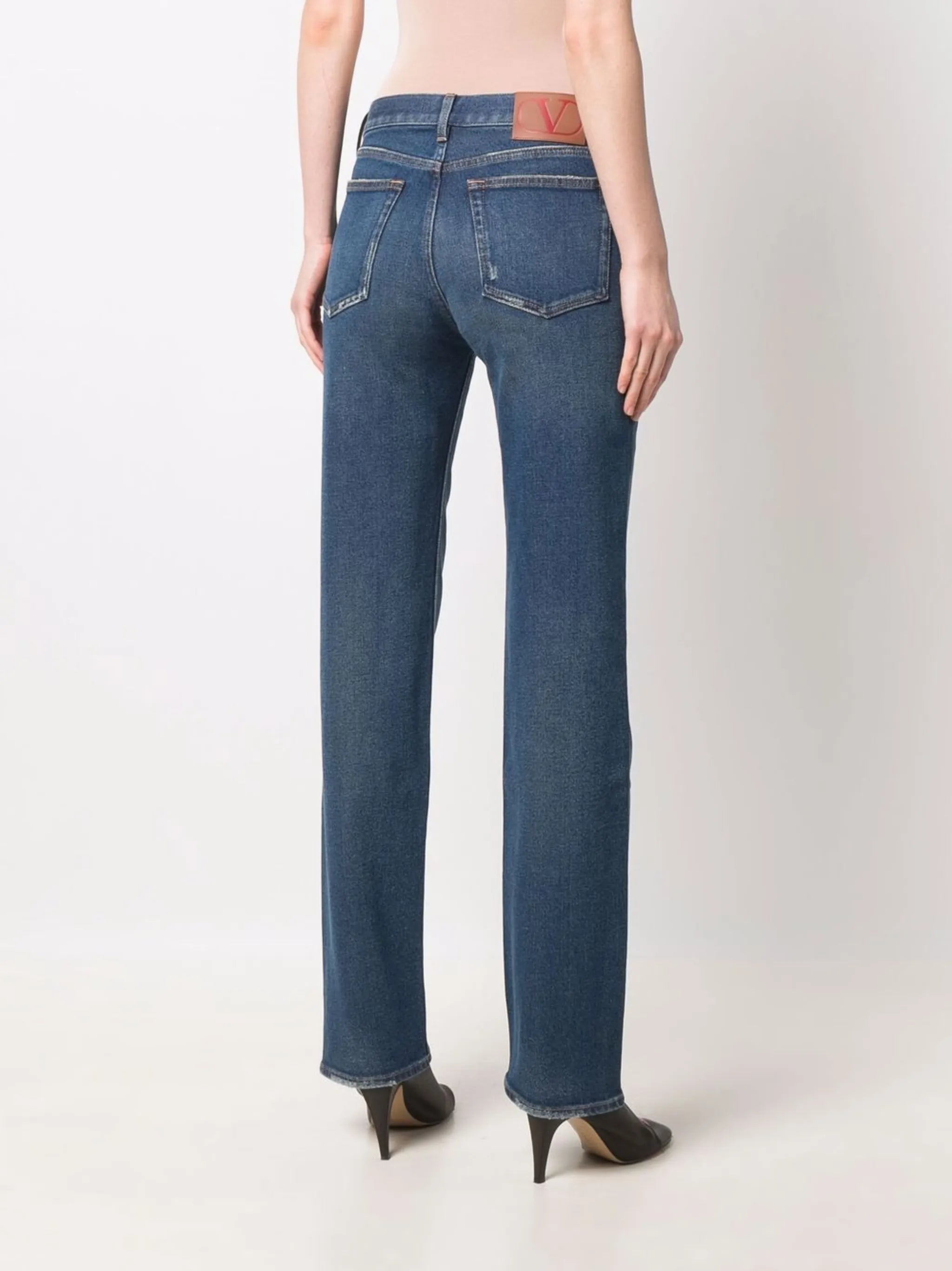 mid-rise straight-leg jeans