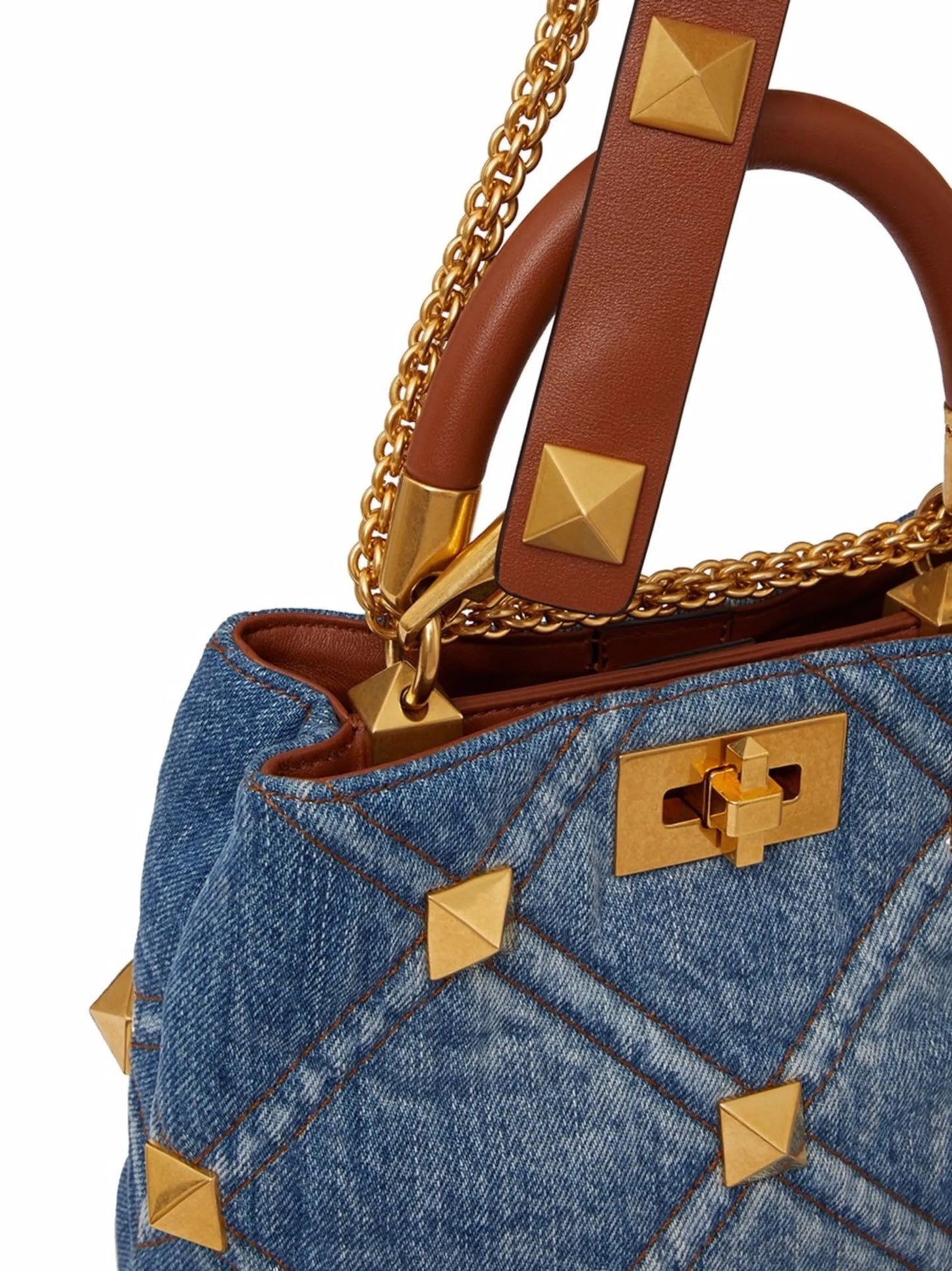 Roman Rockstud denim tote bag