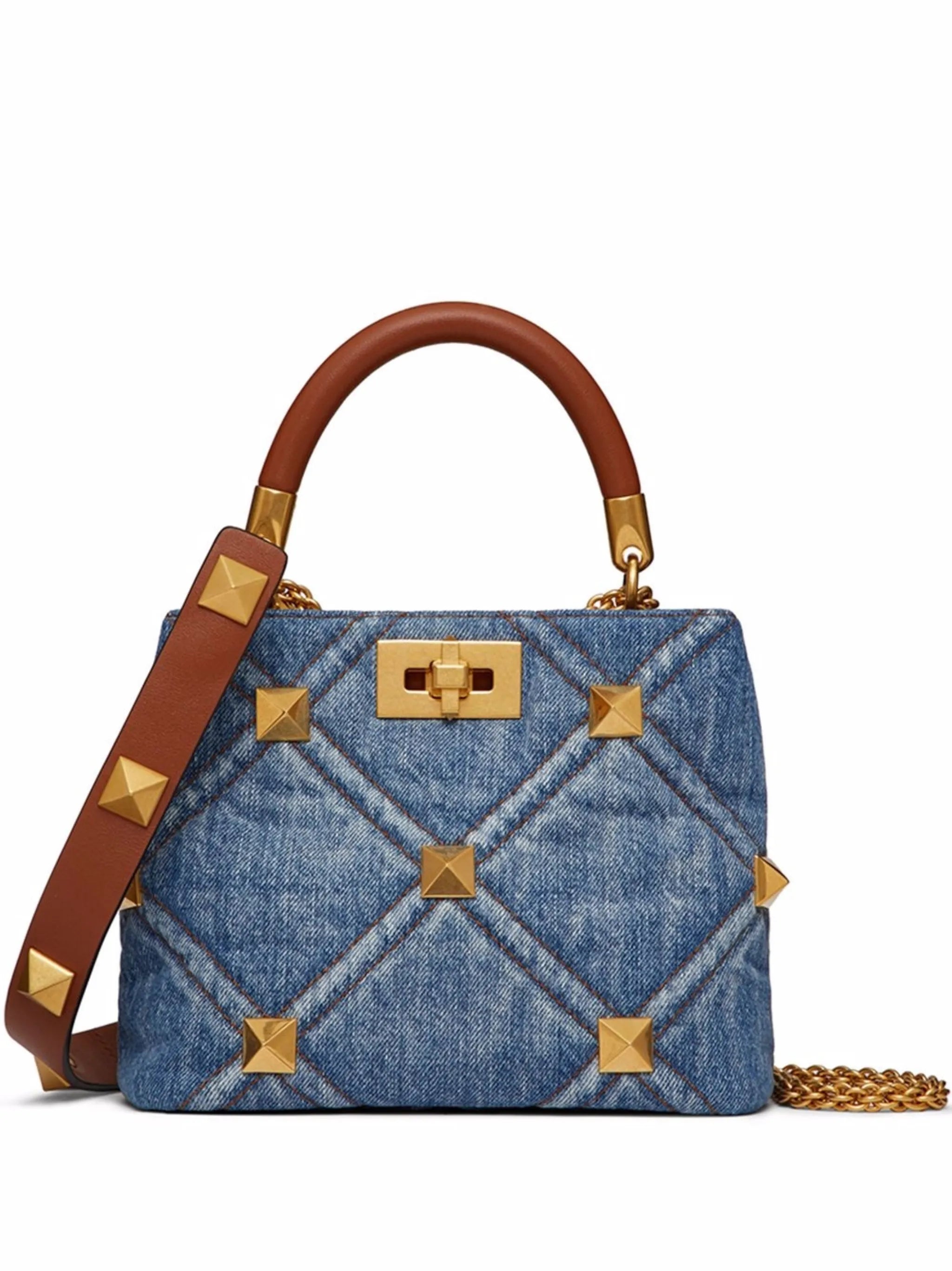 Roman Rockstud denim tote bag