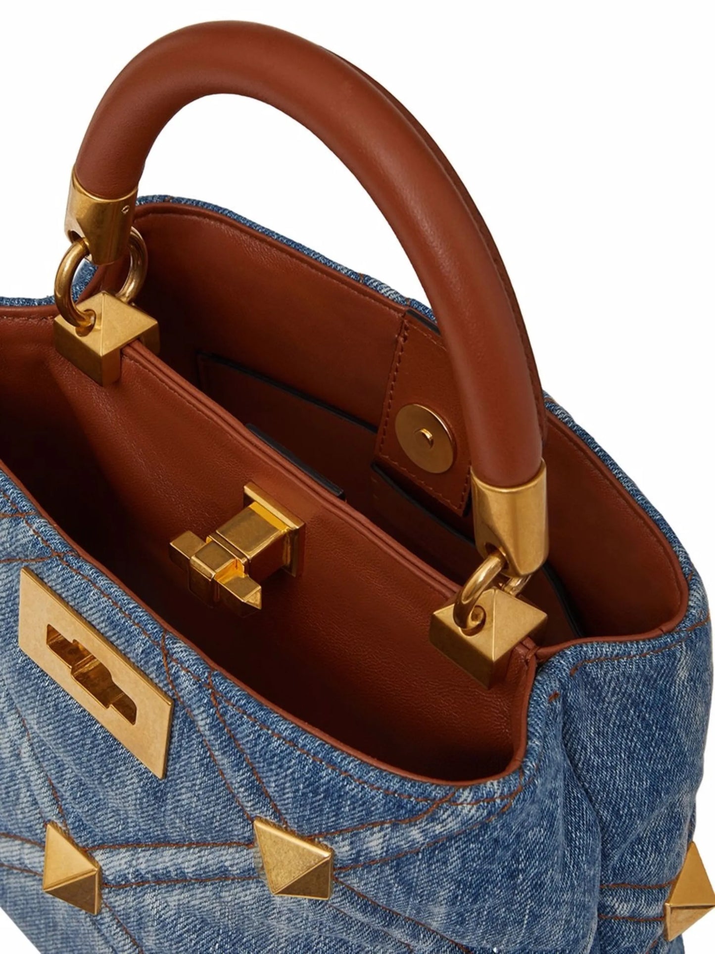Roman Rockstud denim tote bag