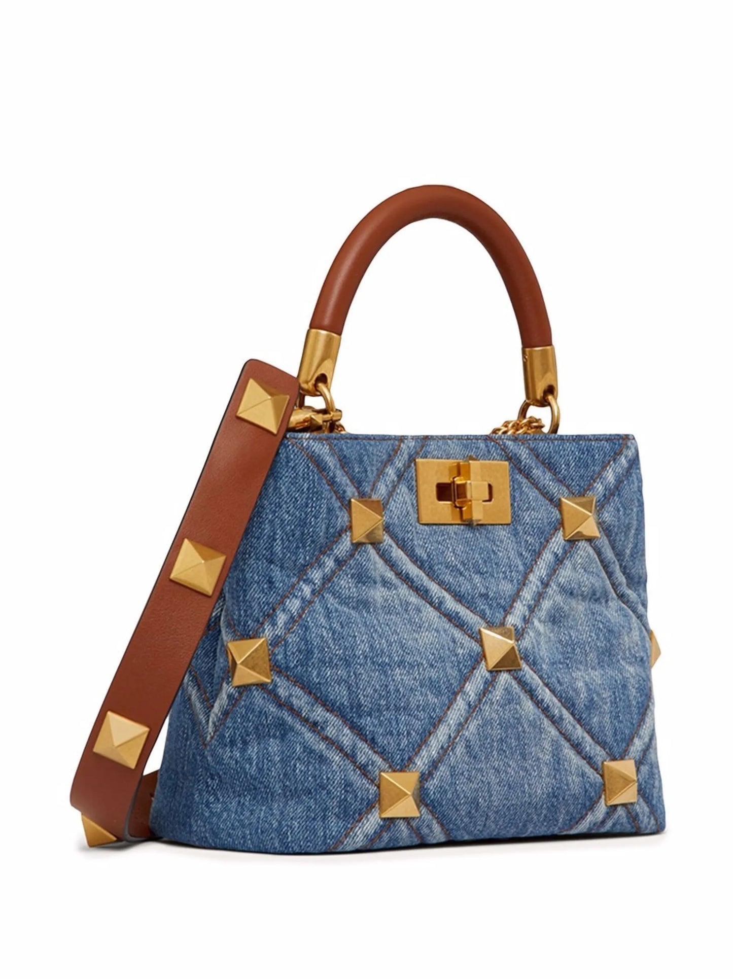 Roman Rockstud denim tote bag