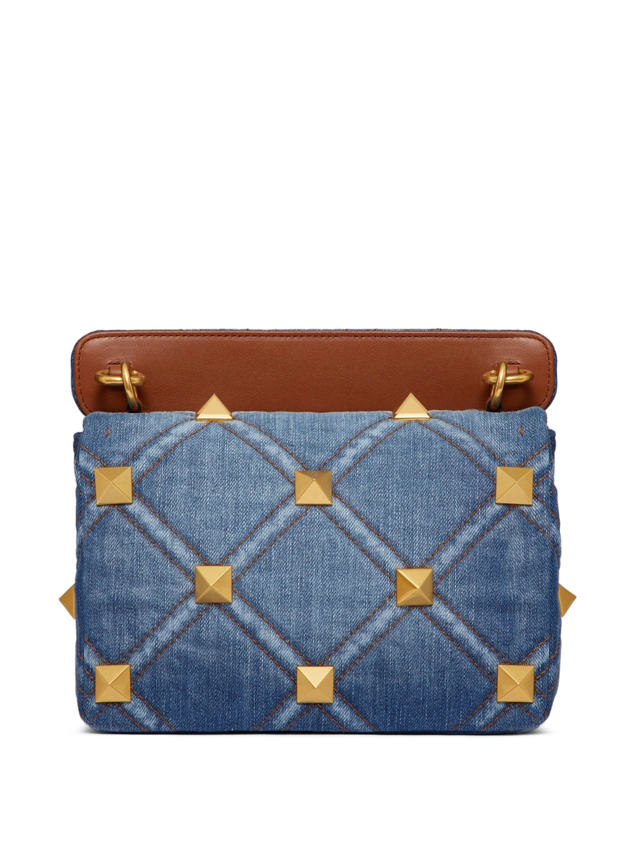 Roman Rockstud denim shoulder bag