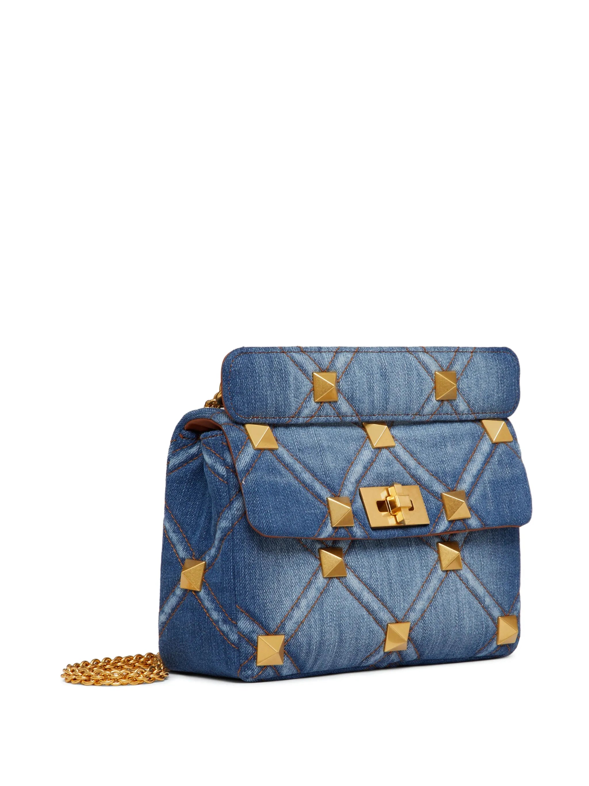 Roman Rockstud denim shoulder bag