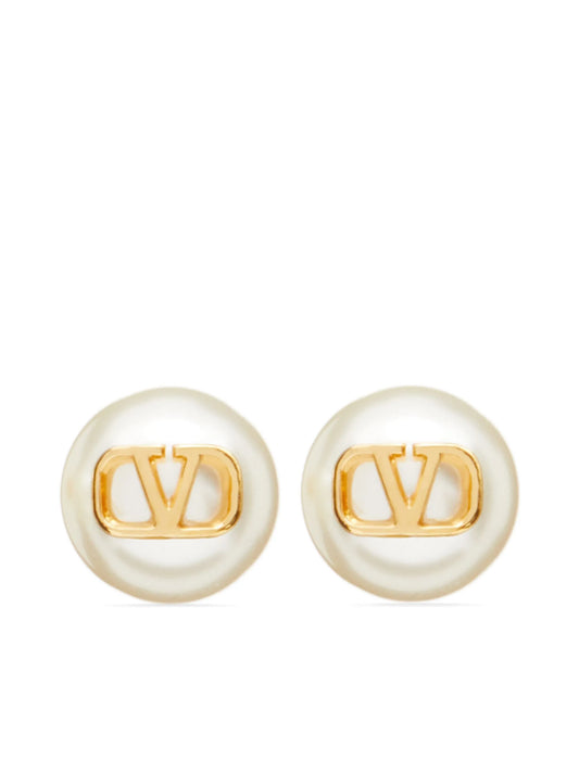 VLogo Signature pearl stud earrings