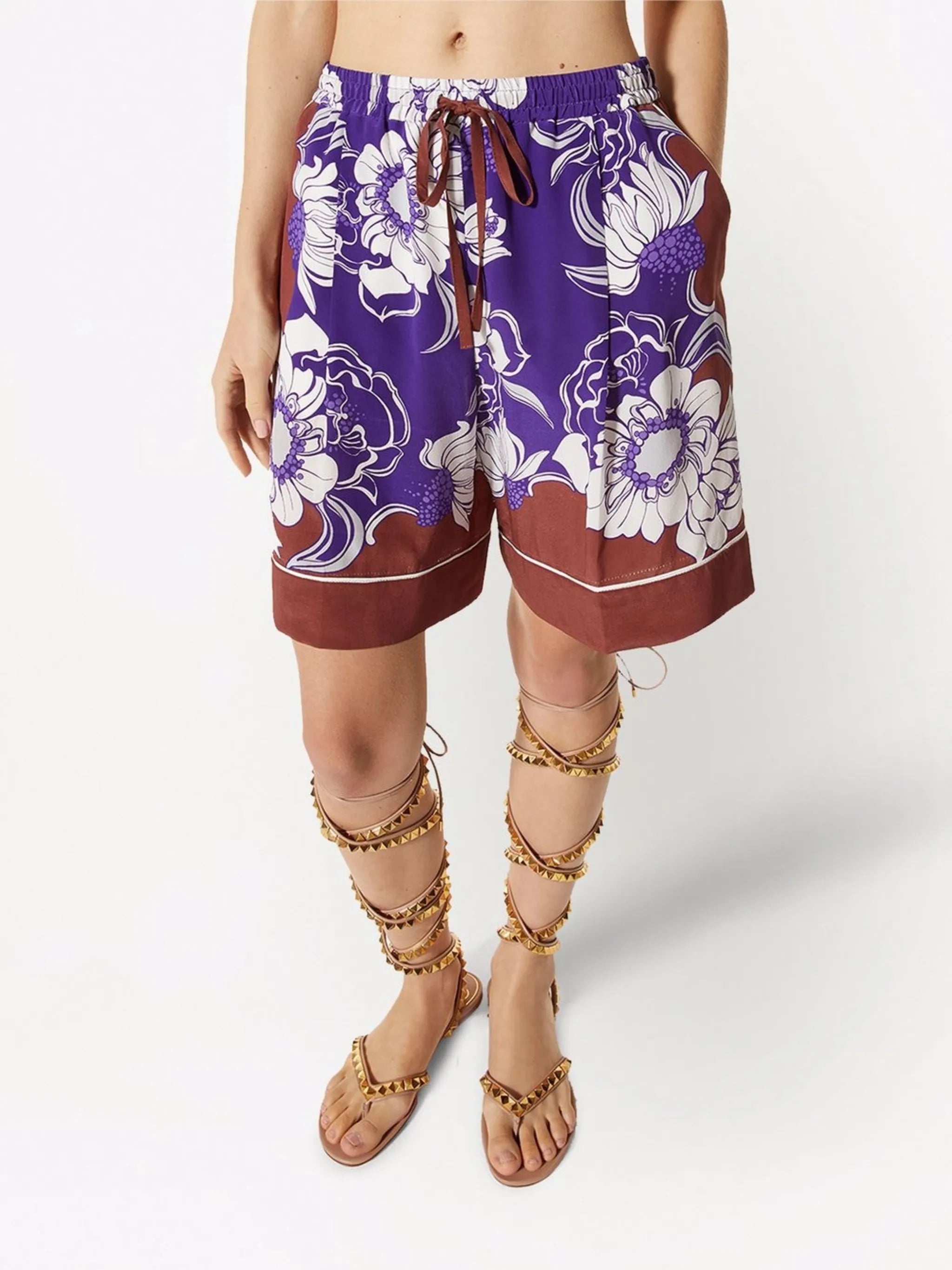 graphic-print pressed-crease shorts
