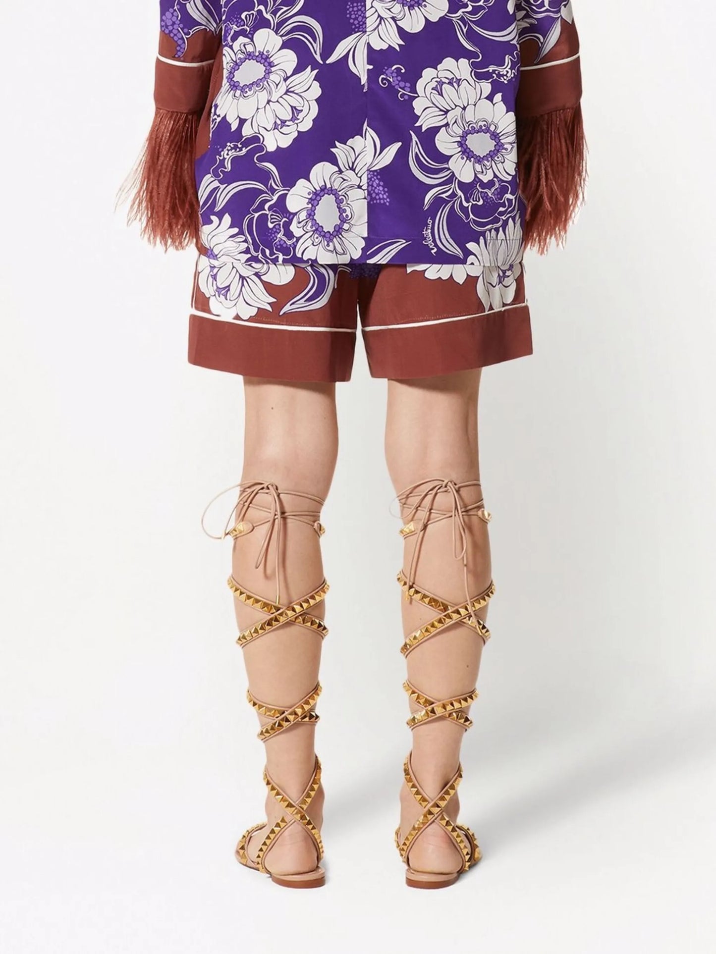 graphic-print pressed-crease shorts