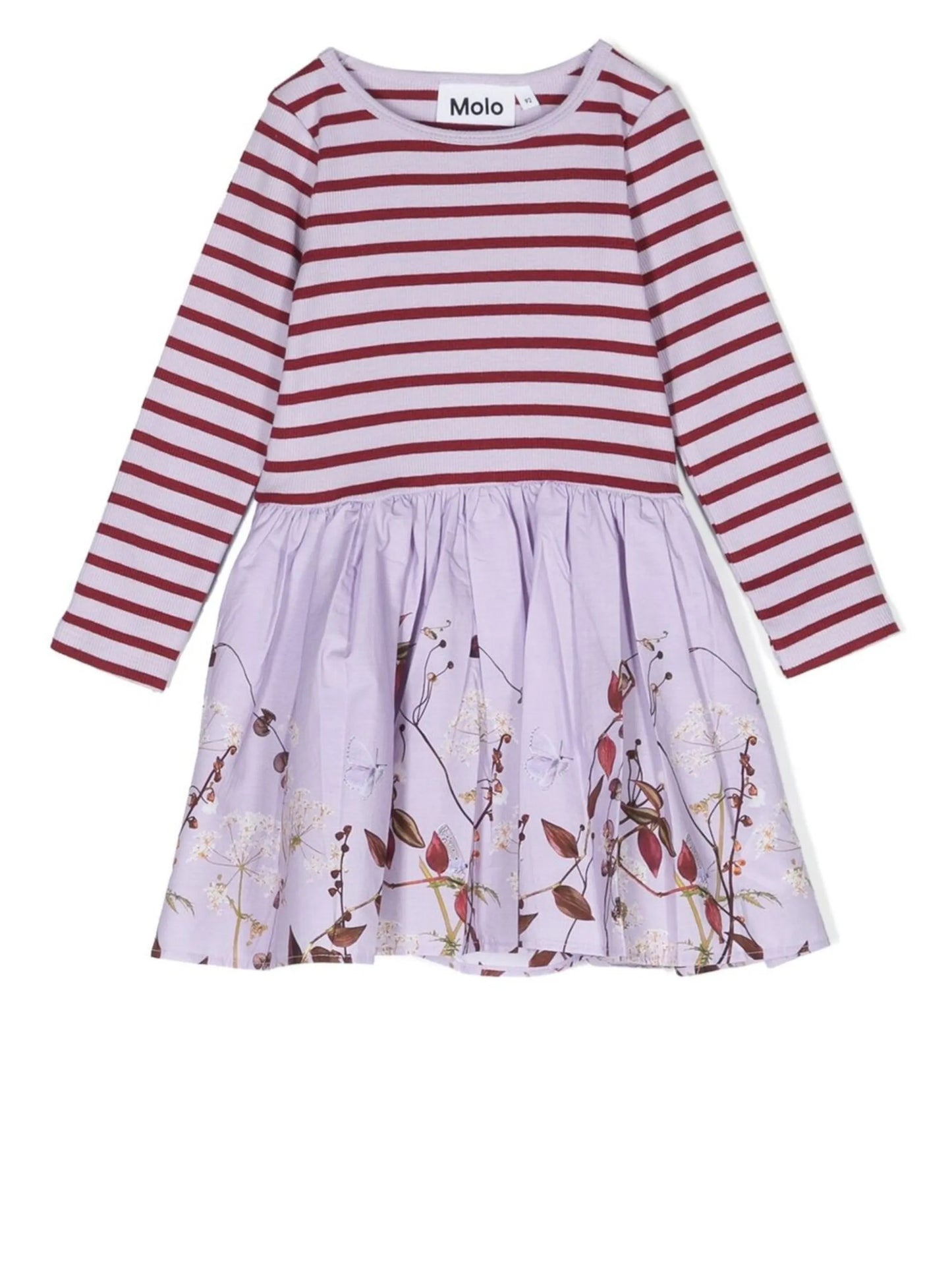 mix-print long-sleeved dress