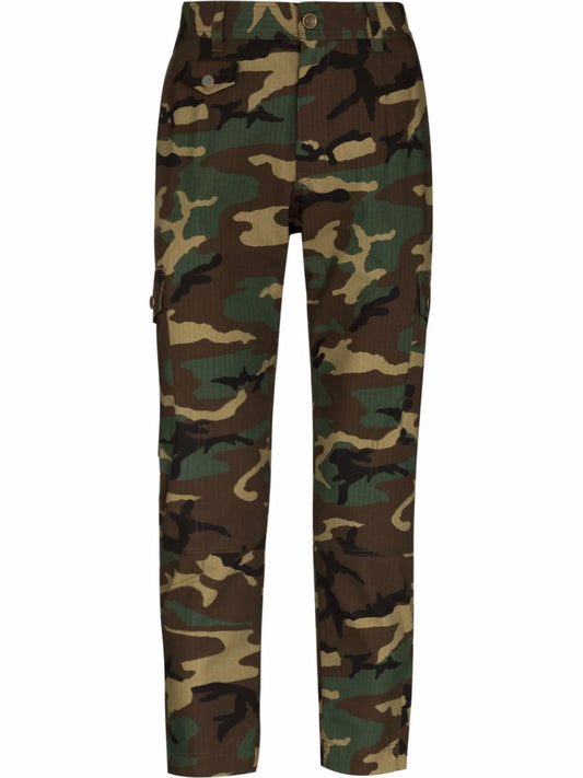 camouflage-print cropped cargo trousers