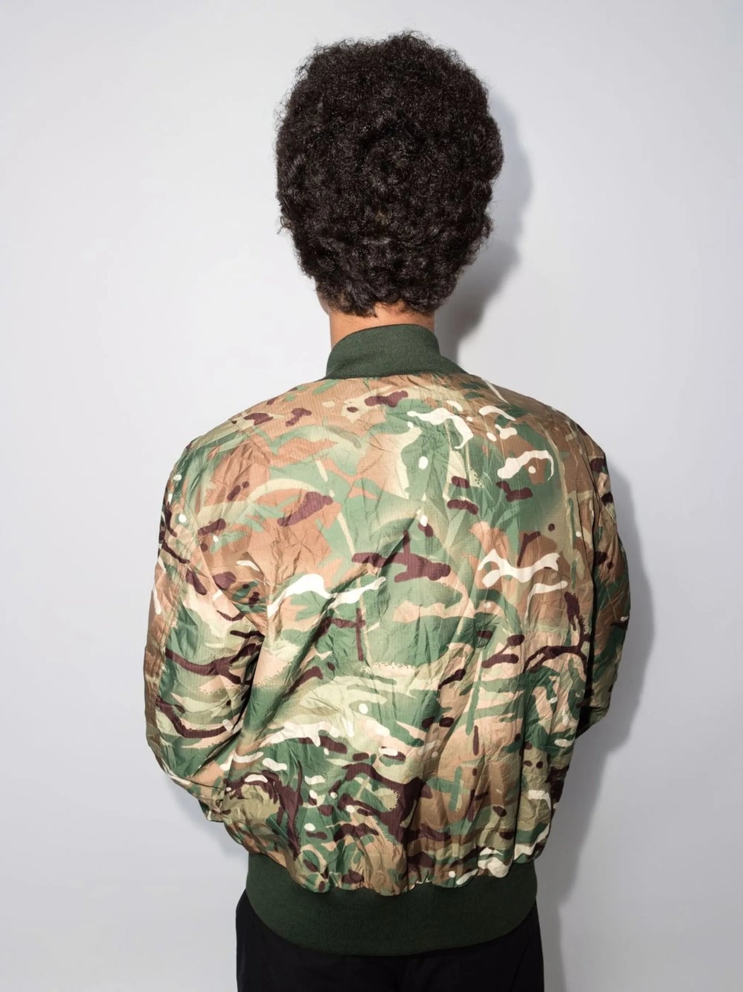 camouflage-print bomber jacket