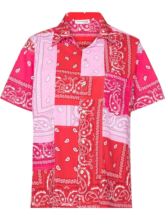 bandana-print bowling shirt