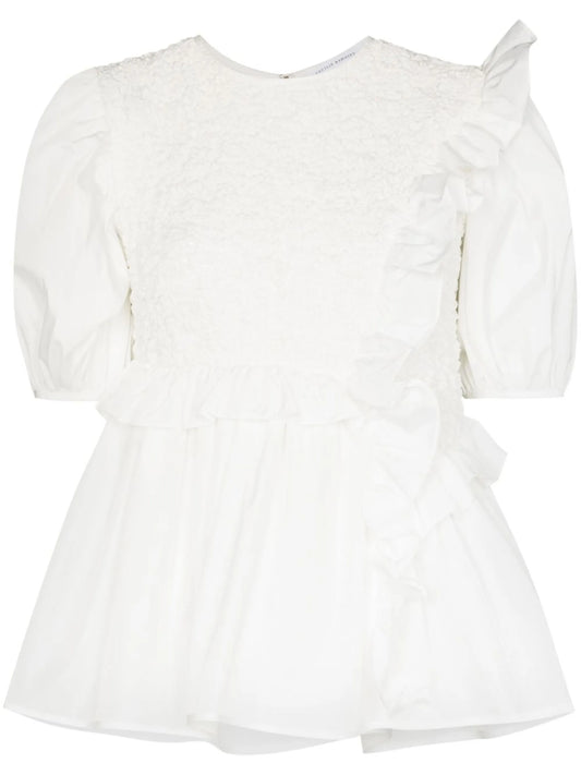 Carlotta smocked peplum blouse