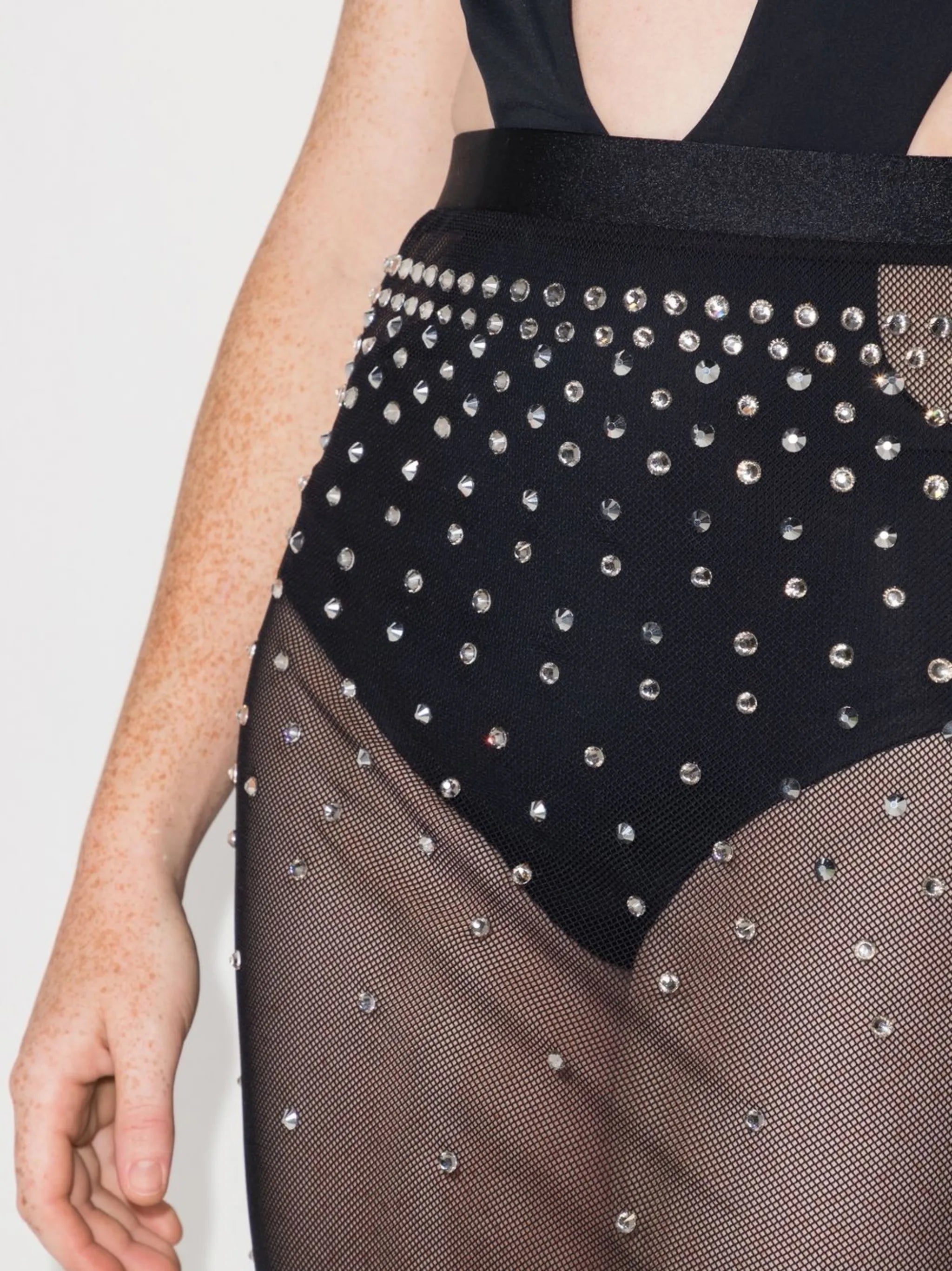 crystal-embellished sheer skirt