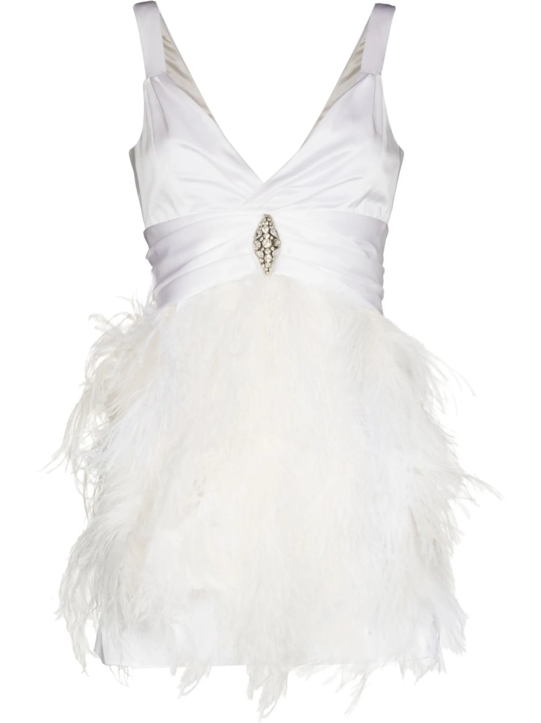 feather-embellished mini dress